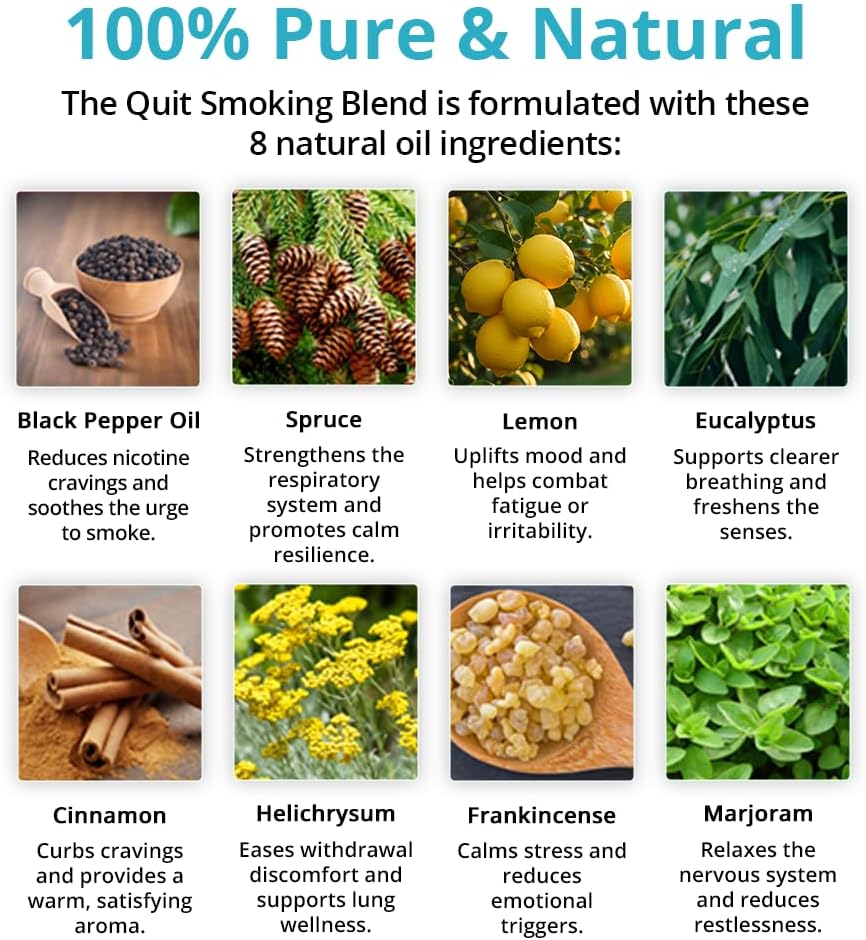 Wild Essentials Quit Smoking 100% Pure Essential Oil Synergy Blend - 10ml, Premium Grade, Use tor Help Quench Cravings The Natural Way! Made and Bottled in The USA