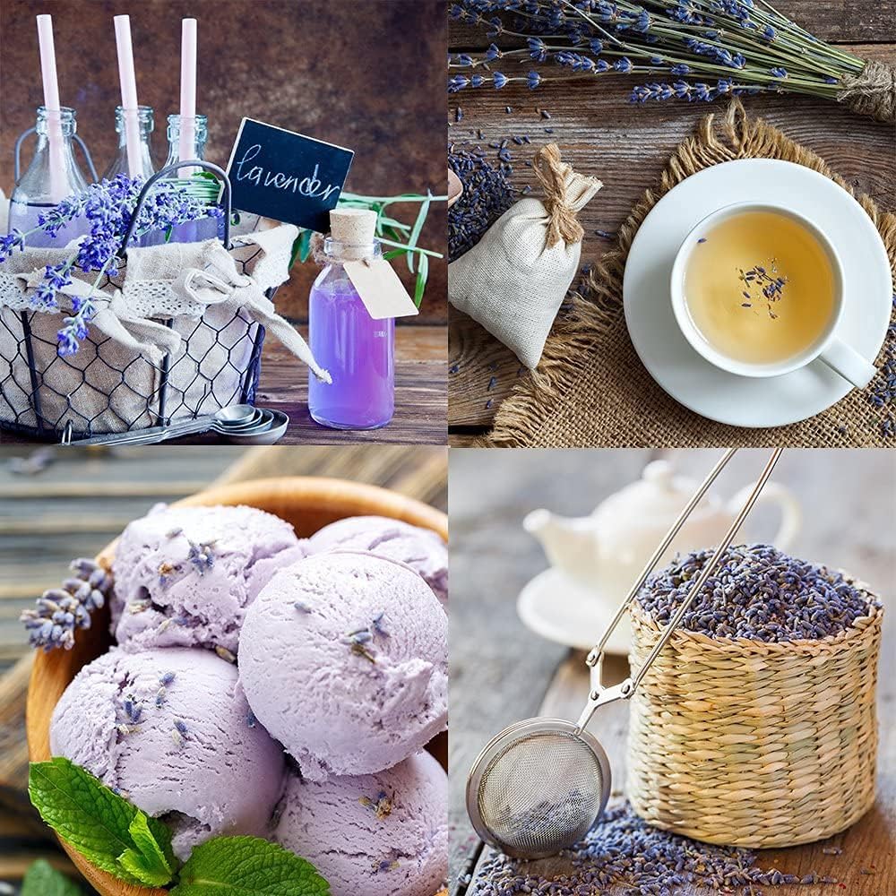 Lavande Sur Terre 4 Cups Lavender in Small Glass Bottle, Highland Dried Lavender Flower Buds, LV-G-2