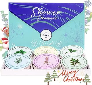Shower Steamers Aromatherapy - Valentine's Day Gifts for Women, 6 Scents Eucalyptus and Mint Shower Bombs Long Lasting, Individually Wrapped, Stocking Stuffers for Women, Blue