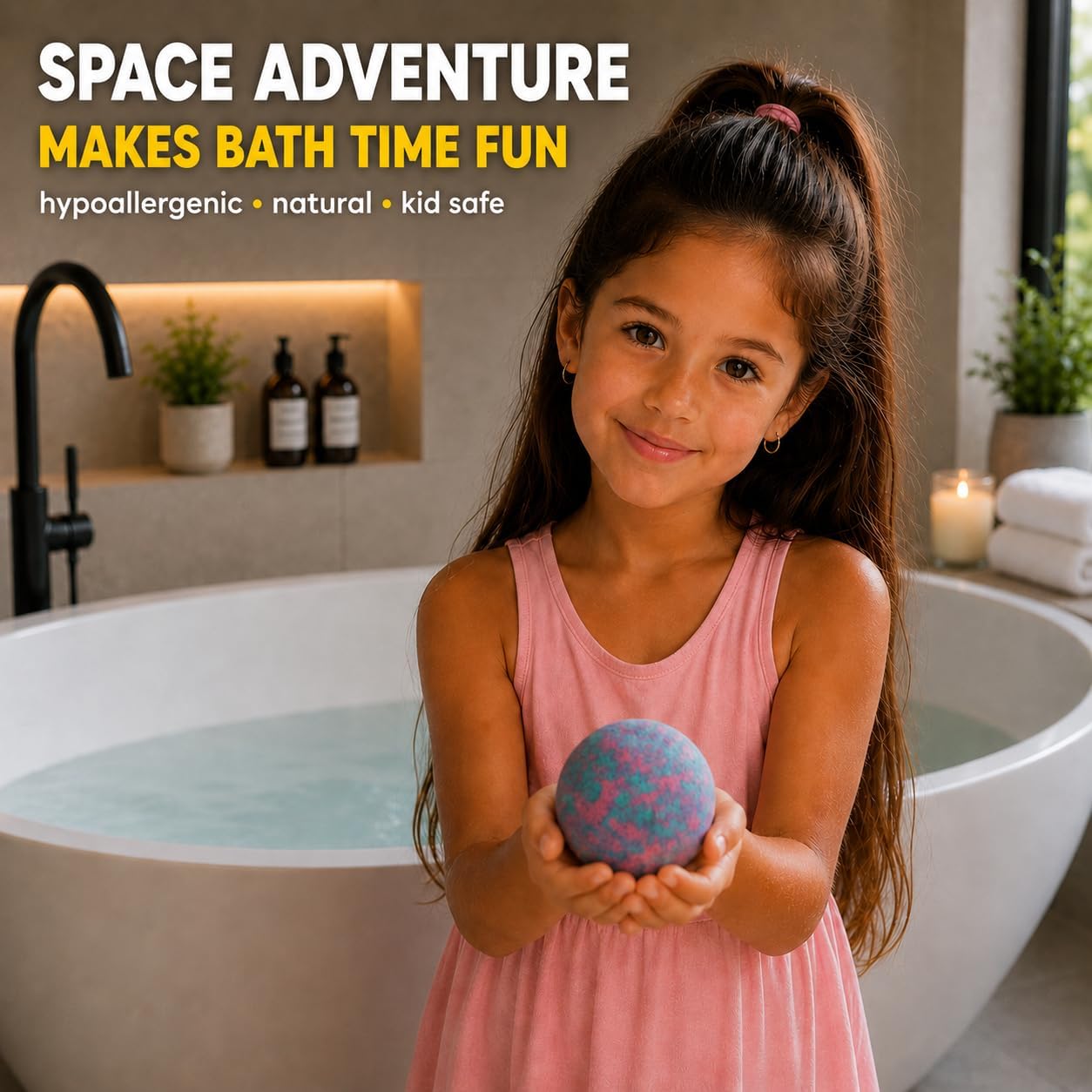 EvolutionUSA 6 Space Bath Bombs for Boys & Girls - Planet Bath Bombs Toy Inside, Organic Childrens Bathbomb Set, Cosmic Bath Fizzers, Kid Bath Bomb Gift for Valentines, Birthday, Christmas, Easter