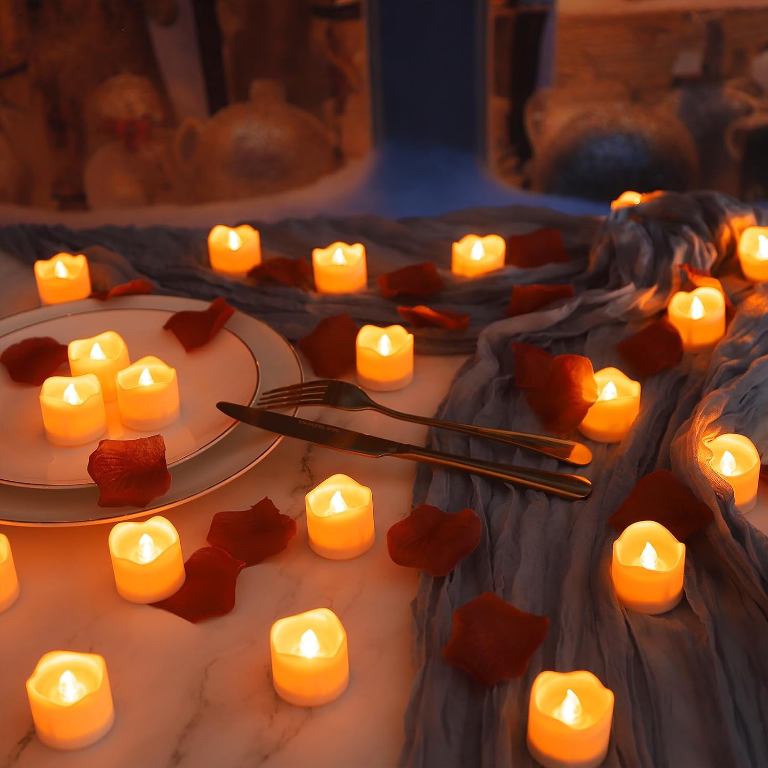 Topstone Flameless Candles with Remote Control, Battery-Operated LED Electronic Candles, 400+ Hours with CR2450 Battery, Yellow Glow, Flickering Realistic Fake Candles for Home Decor, Wedding, Party