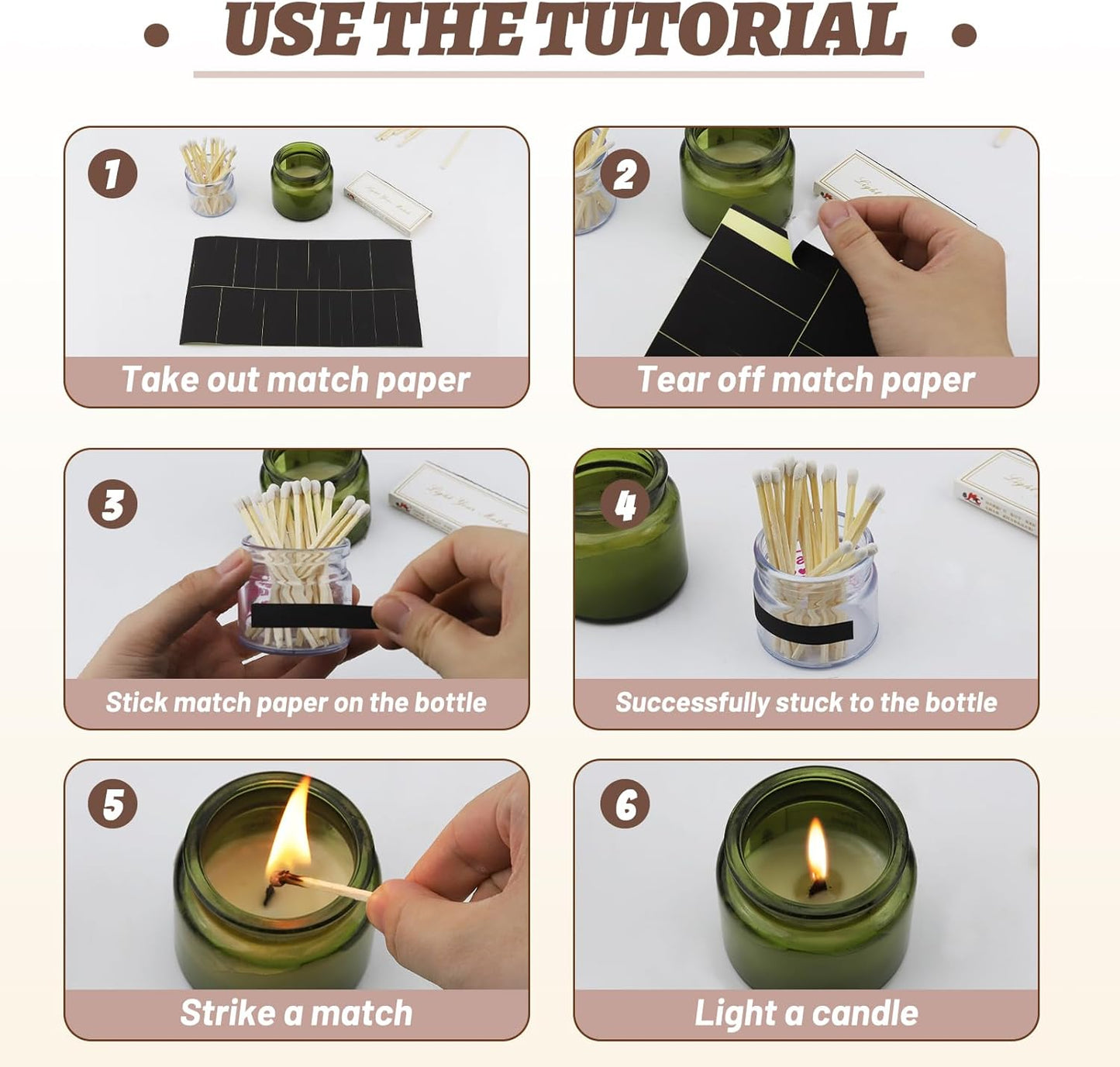 80 PCS Match Striker Stickers, 2.35" Match Striker Paper with Adhesive, Ideal for Fireplace Matches