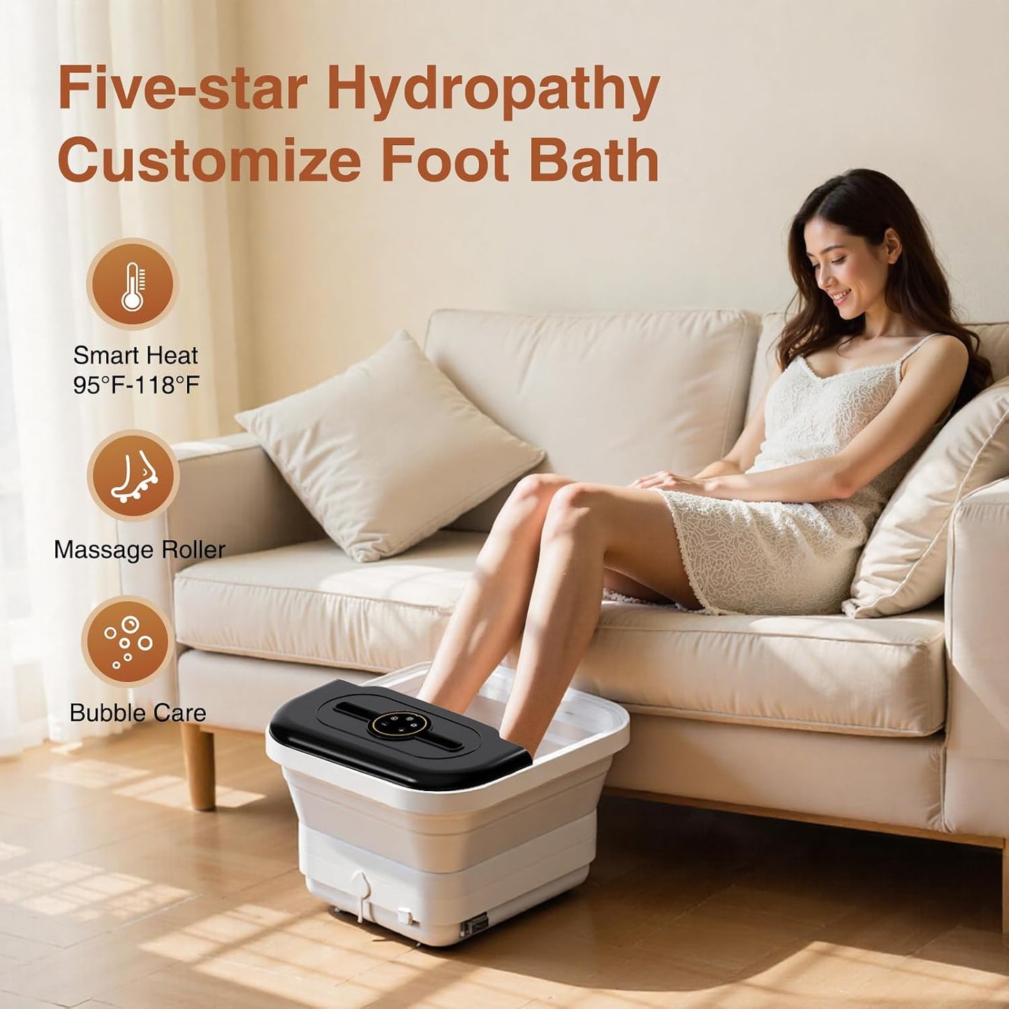 Pedicure Foot Spa with Heat, Bubble Jet, Temperature Control & Timer, collapsible foot spa Massager with Remote Control and 8 Shiatsu Massage Rollers,Pedicure Tools for Feet,Foot Bath Soak Tub