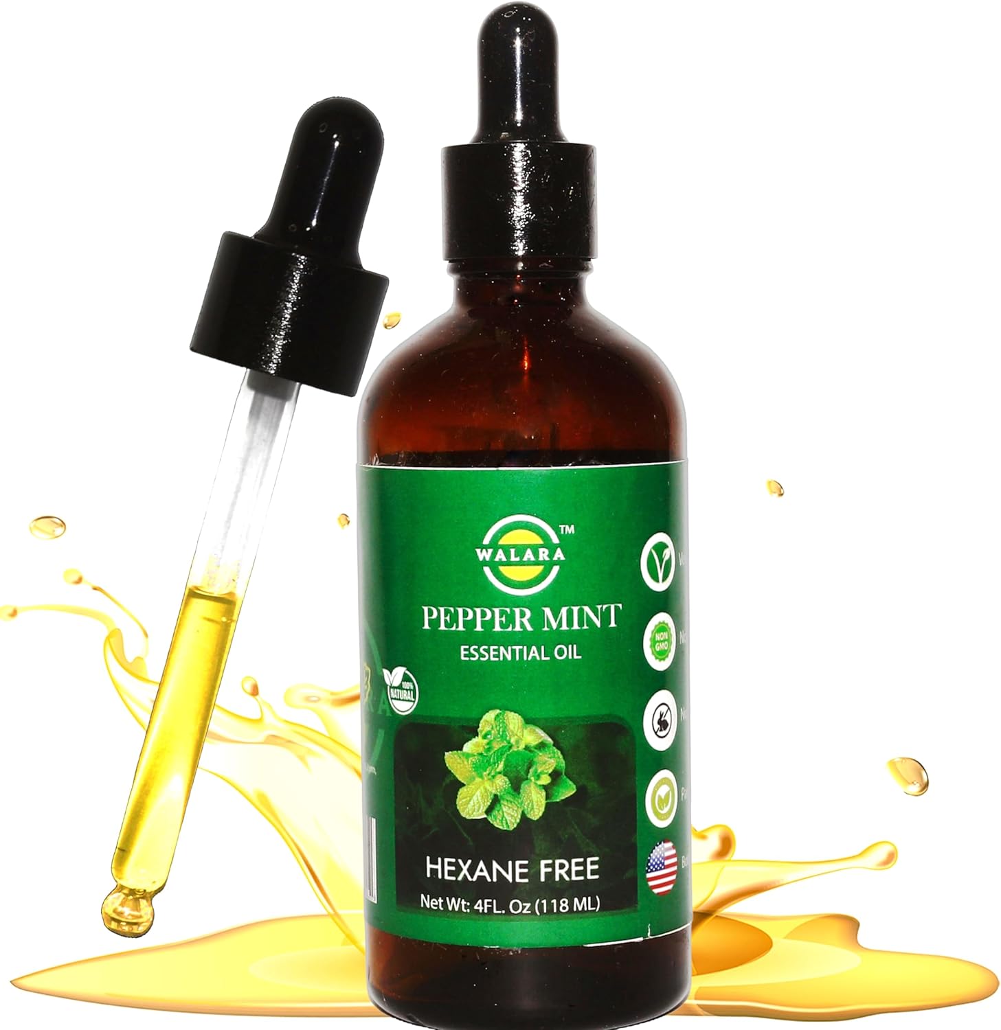 Peppermint Essential Oil - 4 oz | 100% Pure & Natural for Aromatherapy, Skin, Hair & Scalp Care