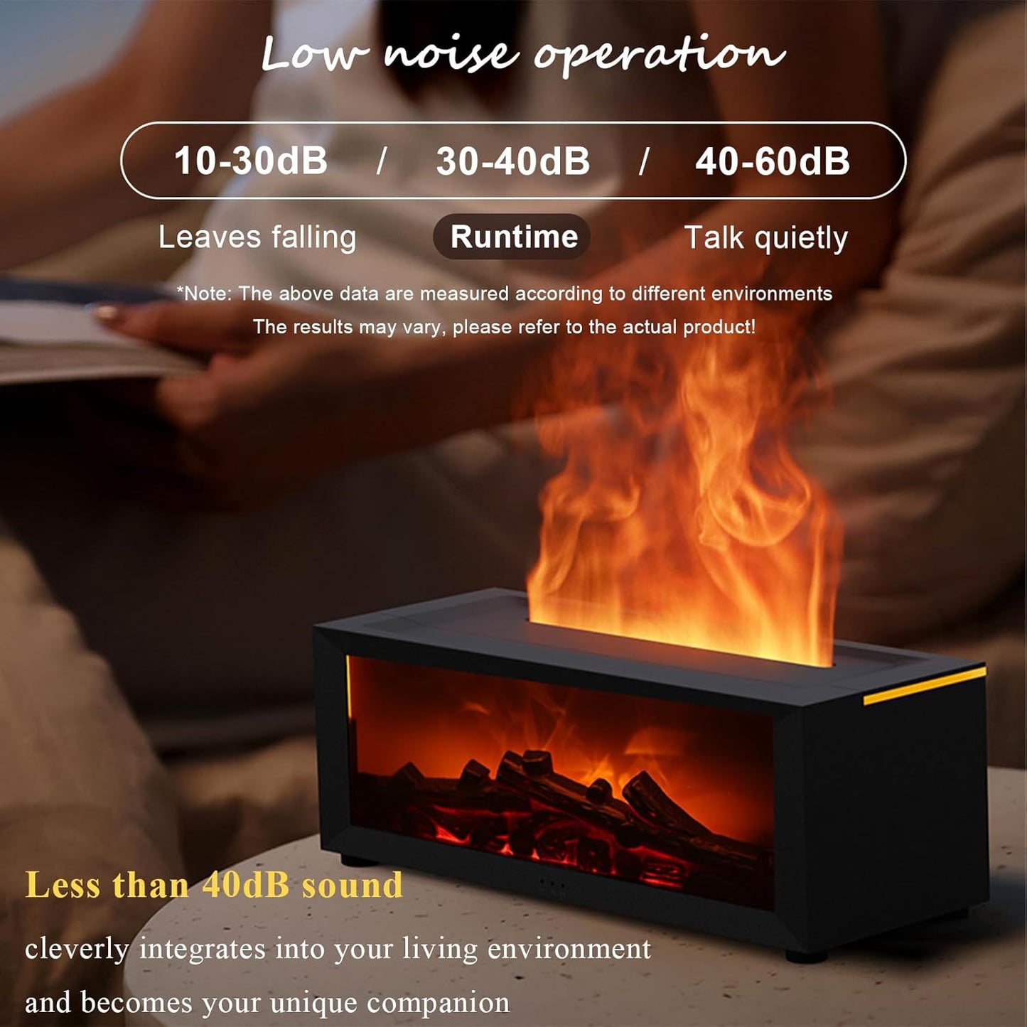 Fireplace Essential Oil Diffuser, Aromatherapy Diffuser, 150ml Ultrasonic Cool Mist Humidifier, 7 Colors Firelight Flame Diffusers with Remote, Waterless Auto-Off & Timer for Home Office(Black)