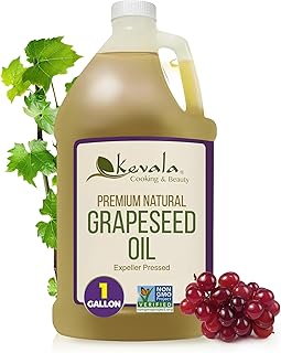 Kevala Grapeseed Oil | Non-GMO Expeller Pressed Grape Seed Oil for Cooking, Rich in Antioxidants, Skincare & Hair, Multipurpose Beauty Oil, High Smoke Point Oil – 128 Fl Oz | 1-Pack