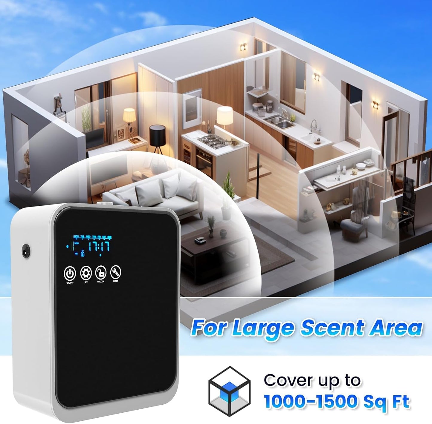 Waterless Essential Oil Diffuser,Hotel Home Aromatherapy Scent Diffuser with APP Control & Touch Screen,Auto Timer,250ml,Cover 1500 sq.ft|Whole House,Large Room Air Freshener for Home,Father's Day