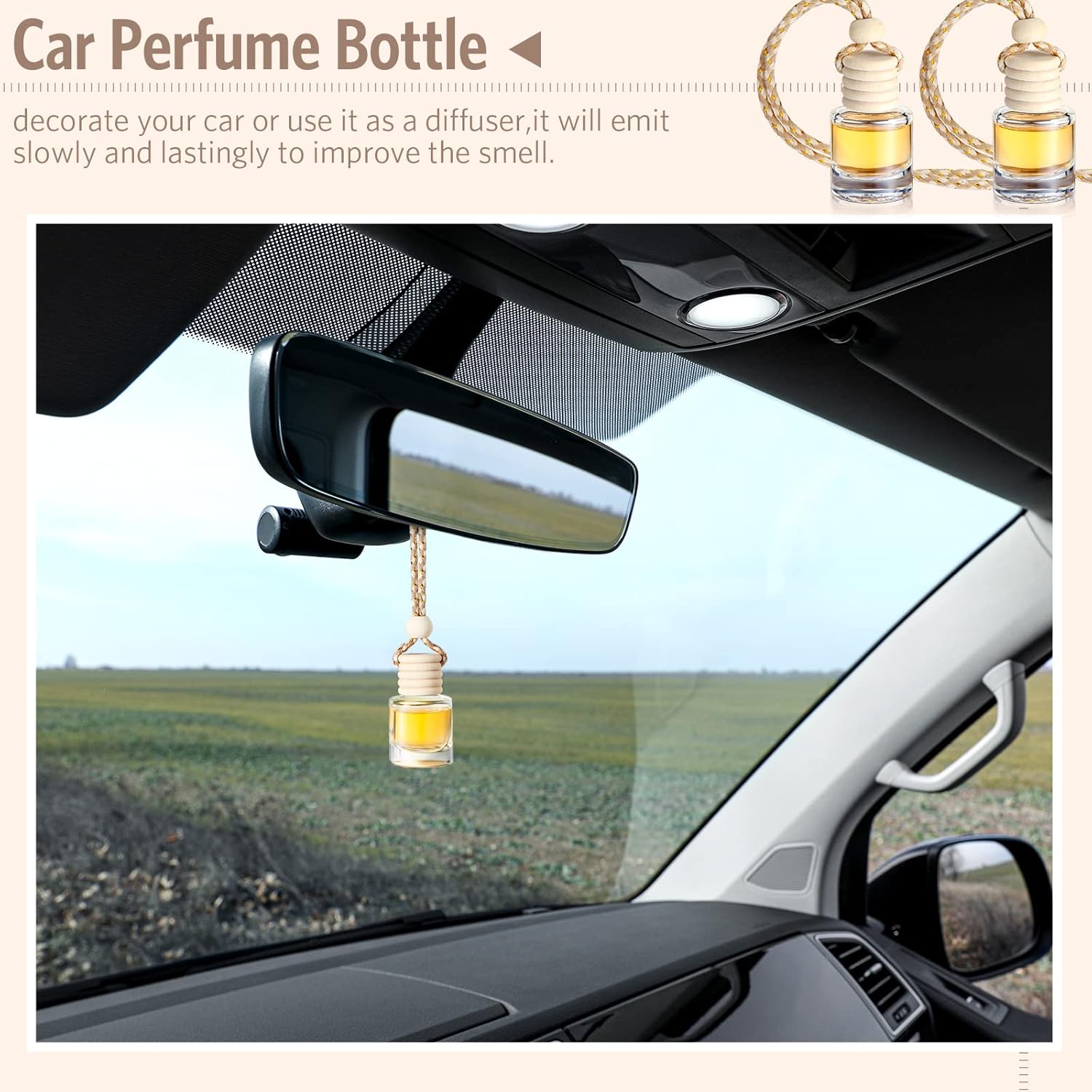 BBTO 100 Pcs Car Air Fresheners Diffuser with Wooden Cap Empty Aromatherapy Diffuser Clear Fragrance Holder Pendant Hanging Perfume Fresheners Bottles for Car Decor(Classic,Clear)