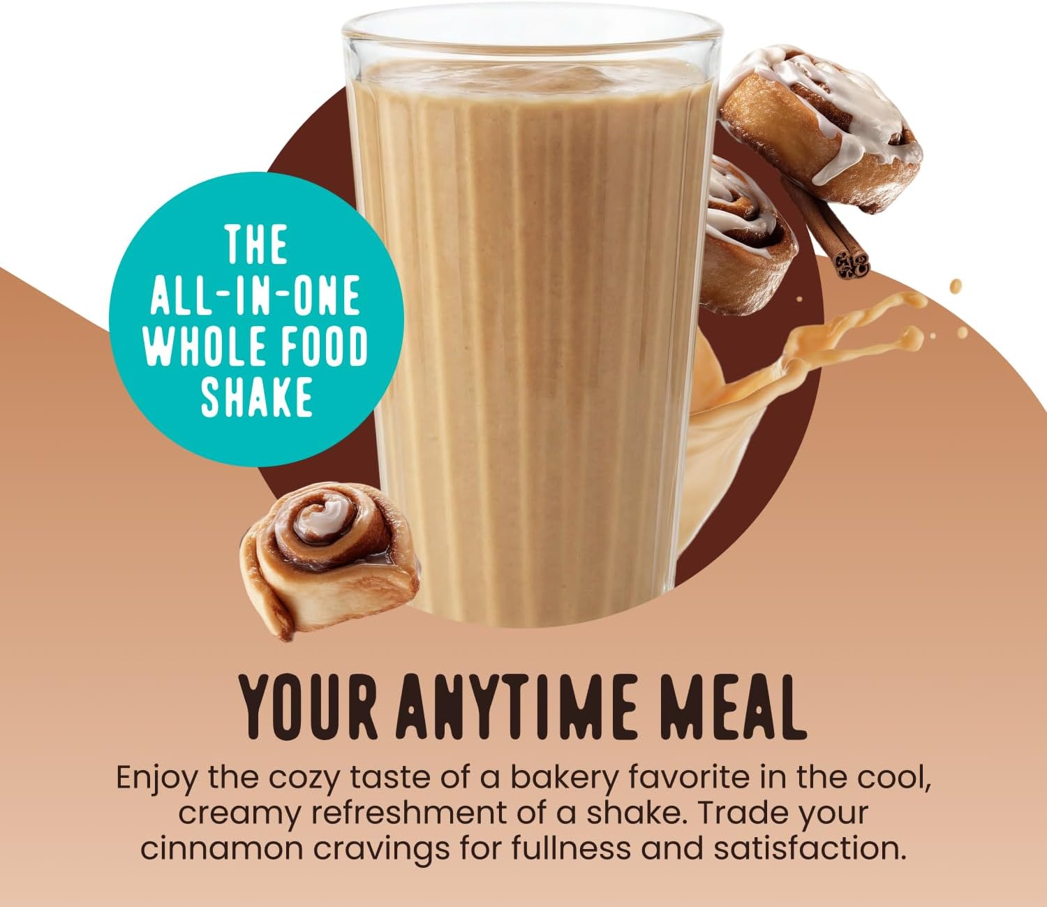 FlavCity All in One Protein Shake Powder, Cinnamon Roll - On the Go Meal Alternative + Collagen Peptides, Reishi & Cordyceps - Focus, Skin, Hair & Joint Support - 100% Grass Fed Whey, 20 Servings