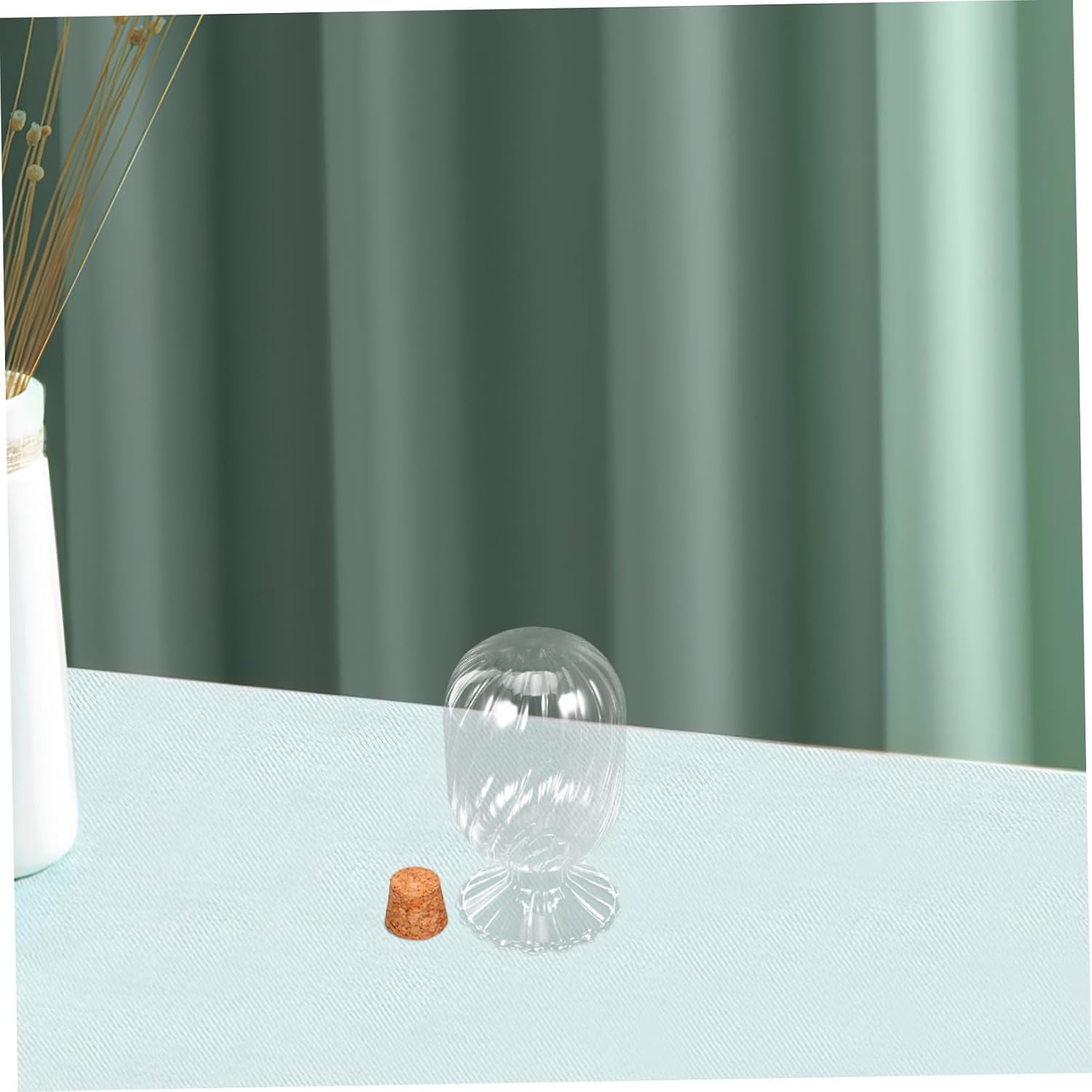 ULTECHNOVO Helix Shaped Matchstick Holder Transparent Glass Canister for Decorative Display for Fireplace Bathroom Cork Stopper Included Elegant Storage