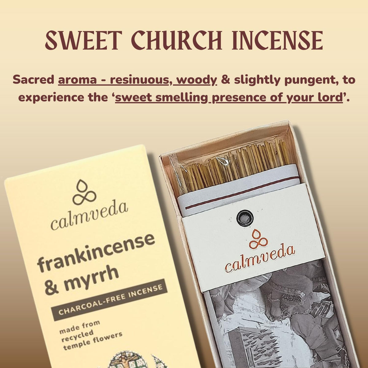 Church Frankincense and Myrrh Incense Sticks Oliban- 80 Pack