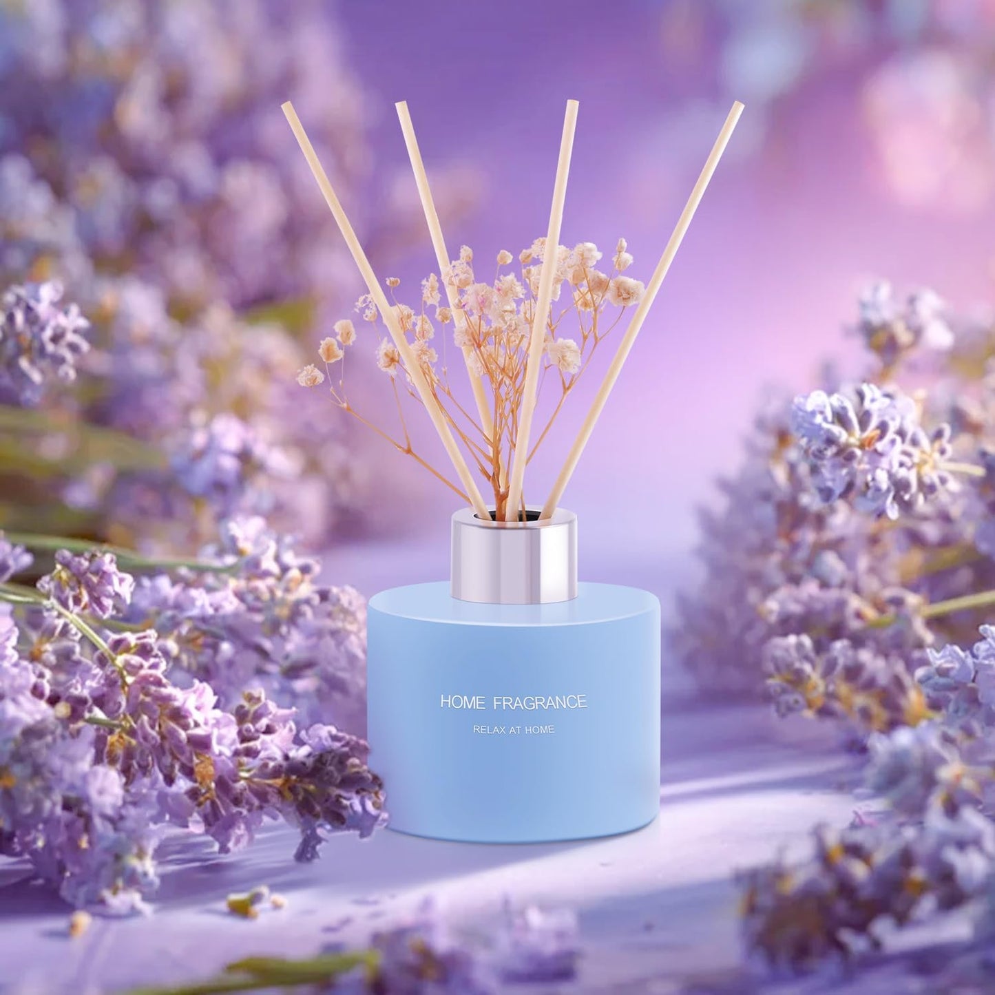 Reed Diffuser, 4.06 oz(120ml) Lavender & Geranium Scented Diffuser with 4 Sticks, Diffusers Home Fragrance Essential Oil Reed Diffuser Set for Home Large Rooms Bathroom Shelf Decor