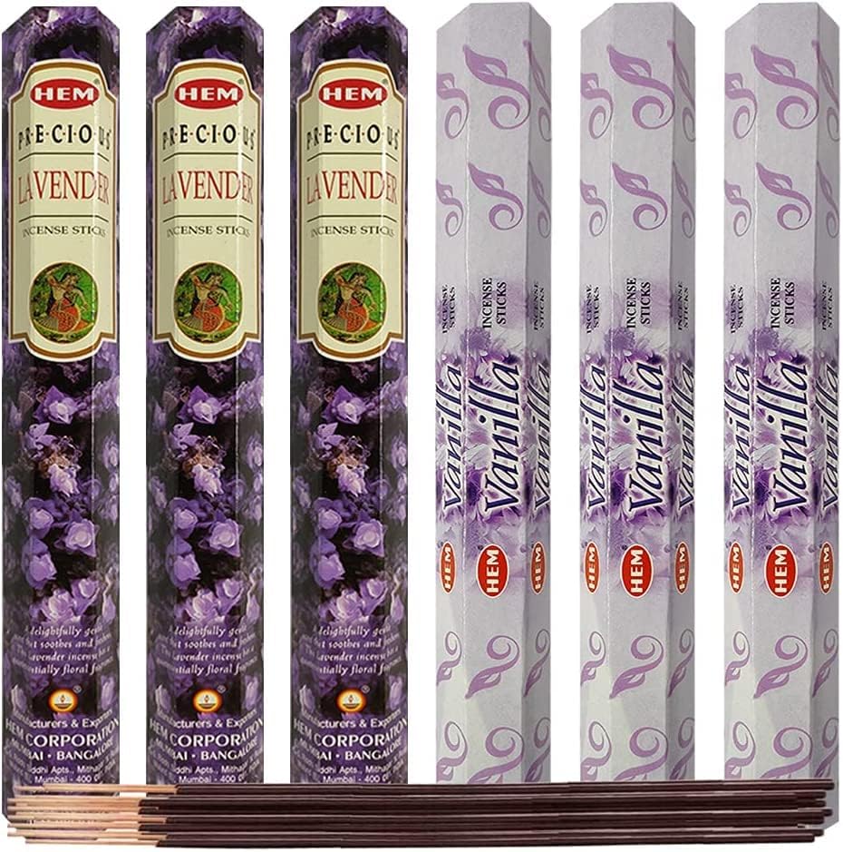 Lavender & Vanilla Incense Sticks & Holder Bundle Variety Pack from Hem Trumiri Insense Insence