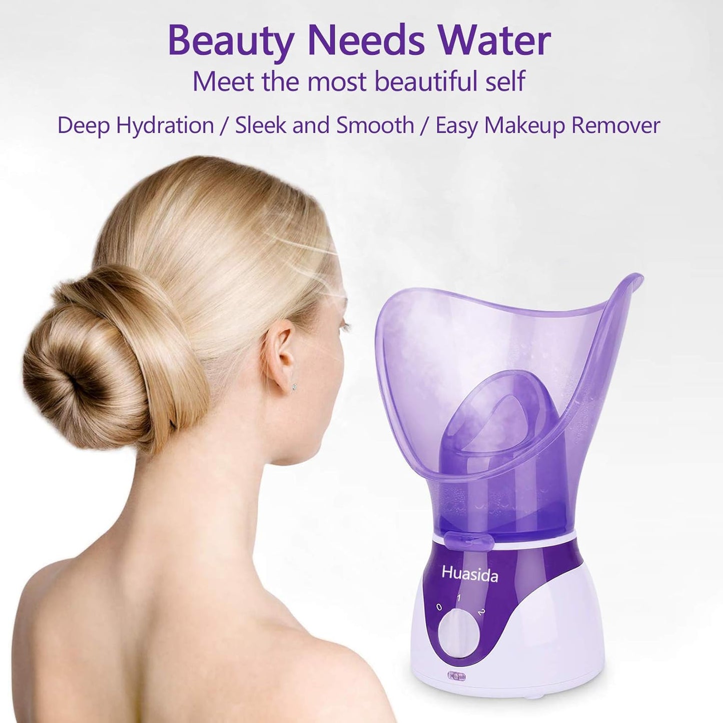 Facial Steamer Personal Steam Inhaler Sauna Facial Steamer Hot Mist Moisturizing Beauty Instrument Rejuvenate and Hydrate Your Skin (Purple)