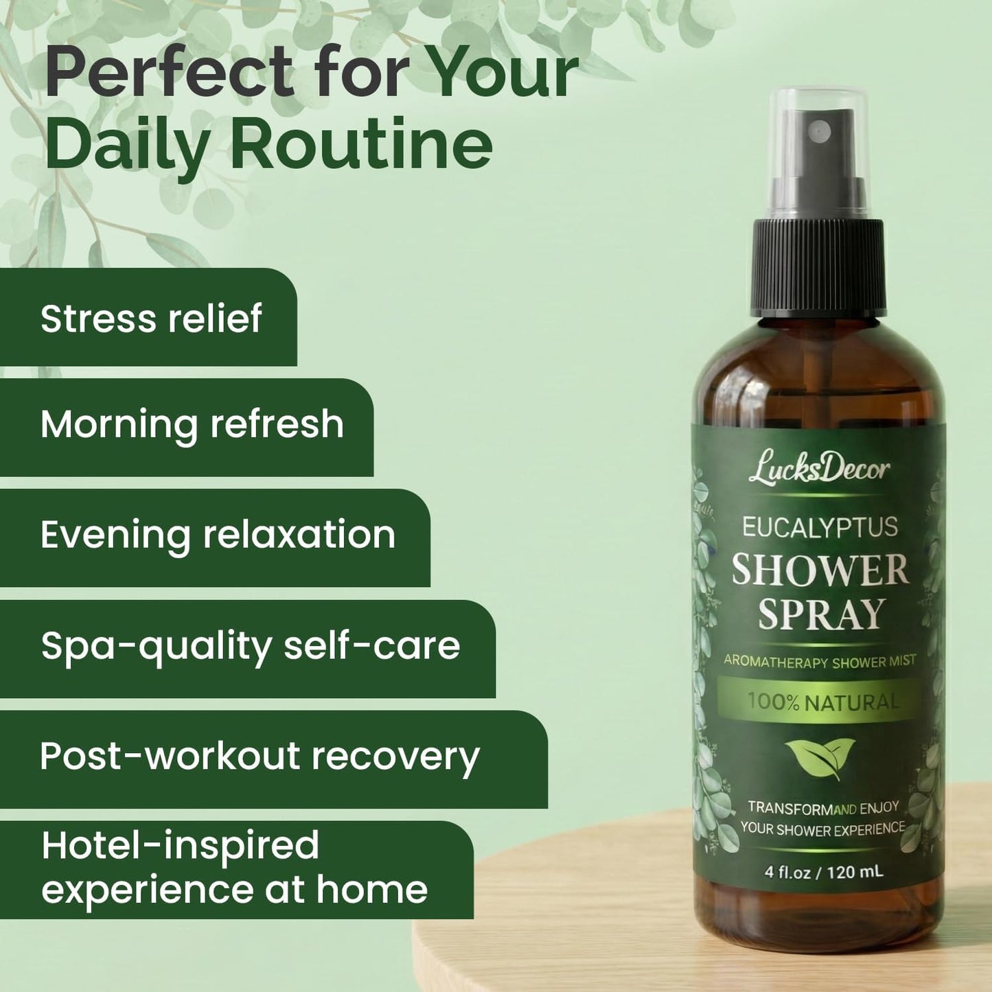 Eucalyptus Shower Spray 4oz – Aromatherapy Shower Mist, Spa and Sauna Inspired Shower Steamer Alternative for Refreshing, Relaxing Showers - Bath Oil Spray Bath Eucalyptus Essential Oil