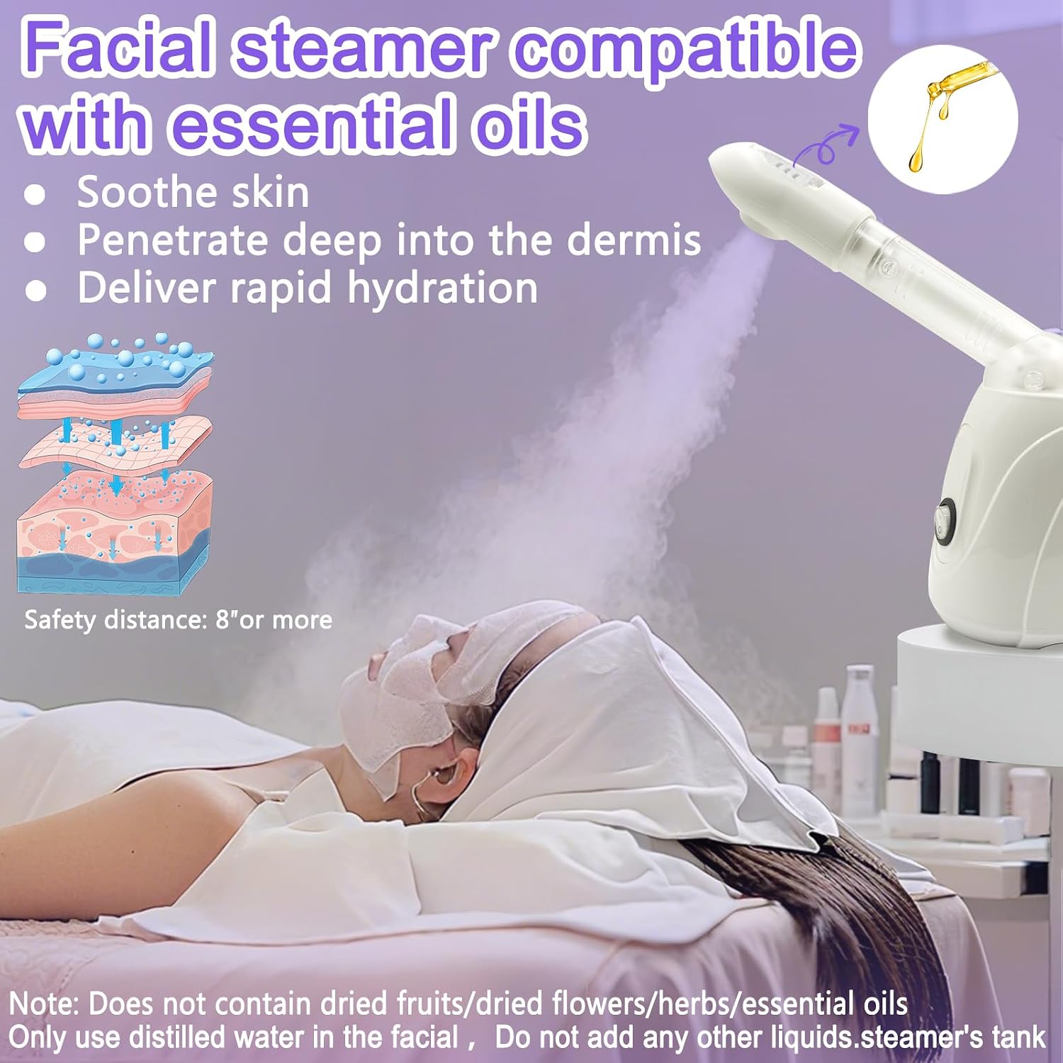 LIXESZT Facial Steamer Professional for Deep Cleansing with Extendable 360° Swivel Arm，Nano Constant Temperature Mist for Home Facial Spa-Sinuses Sinus Care, 4Pcs Stainless Steel Skin Care Kit