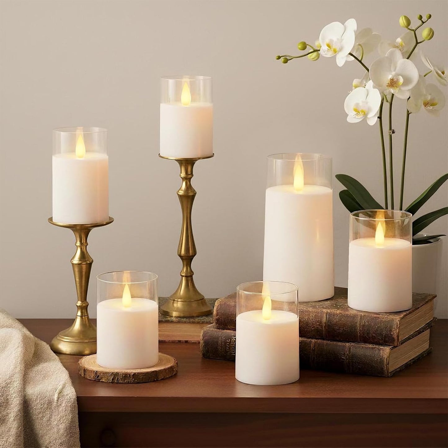 Raycare Flameless Electronic Pillar Candles with Remote Control and Timer- Battery Operated Realistic Flickering LED Fake Candle for Home, Wedding, Valentine's Day Decor, White,Set of 3(3"x4"5" 6")