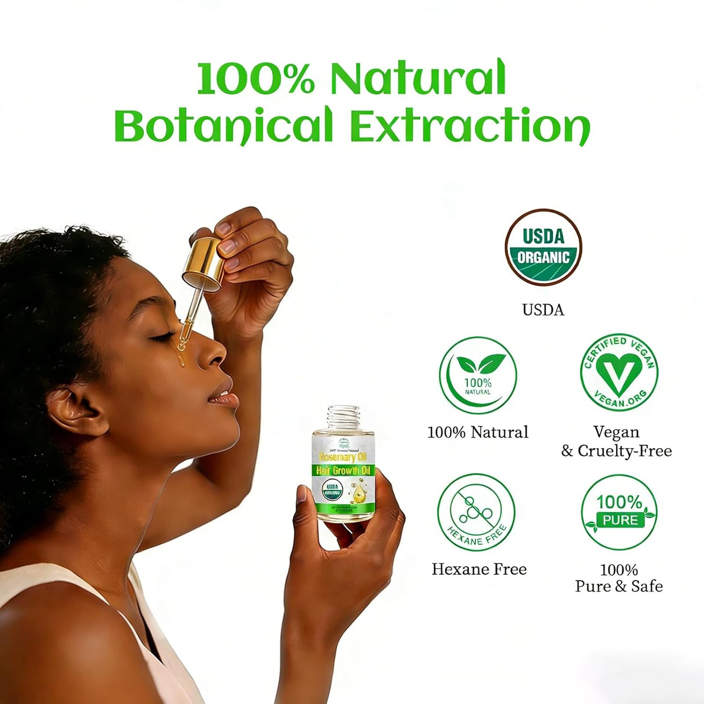 Rosemary Oil for Hair Growth with Castor, USDA Certified Organic Rose Mary Oils Cold Pressed Blend Oil for Thicker Eyebrow, Repair Damaged Hair-0.5 FL OZ