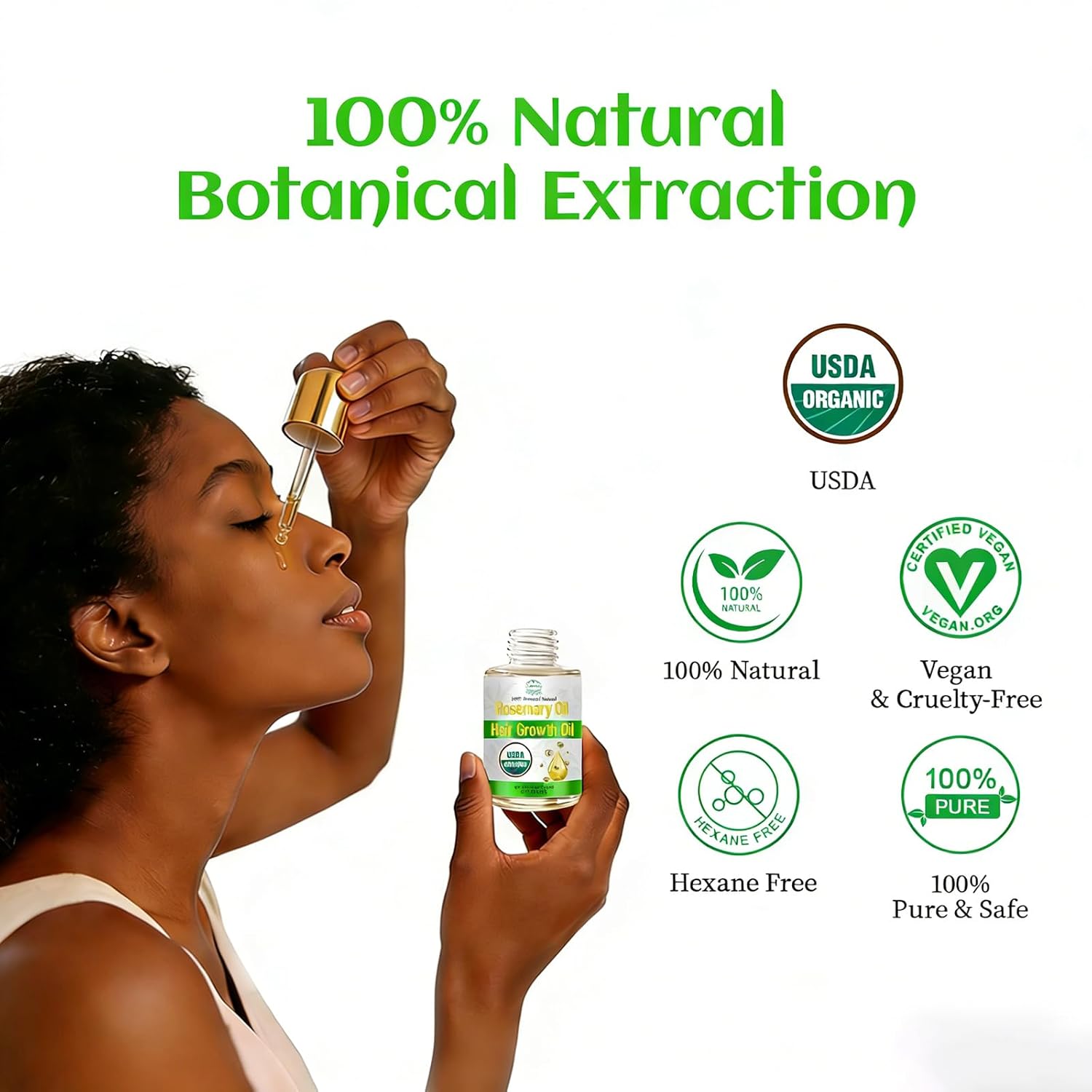Rosemary Oil for Hair Growth with Castor, USDA Certified Organic Rose Mary Oils Cold Pressed Blend Oil for Thicker Eyebrow, Repair Damaged Hair-0.5 FL OZ