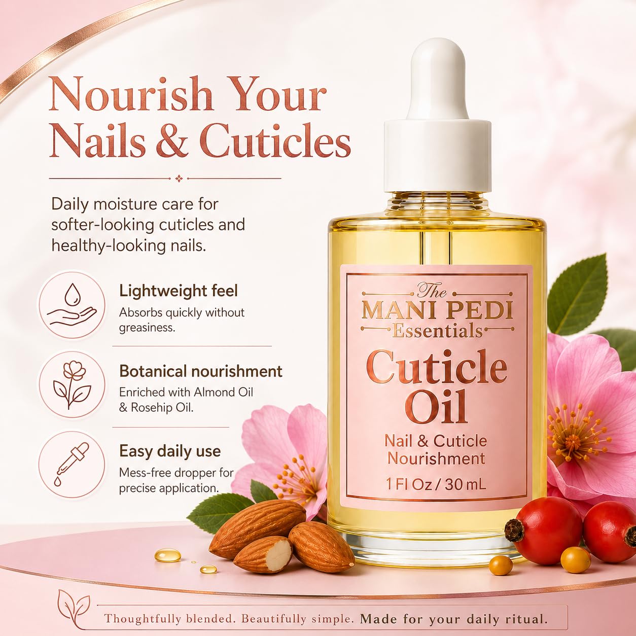 Nourishing Cuticle Oil enriched with Jojoba Oil, Vitamin E & Sweet Almond Oil. Manicurist's Choice for Healthy, Nourished Nails & Cuticles – 1 Fl Oz