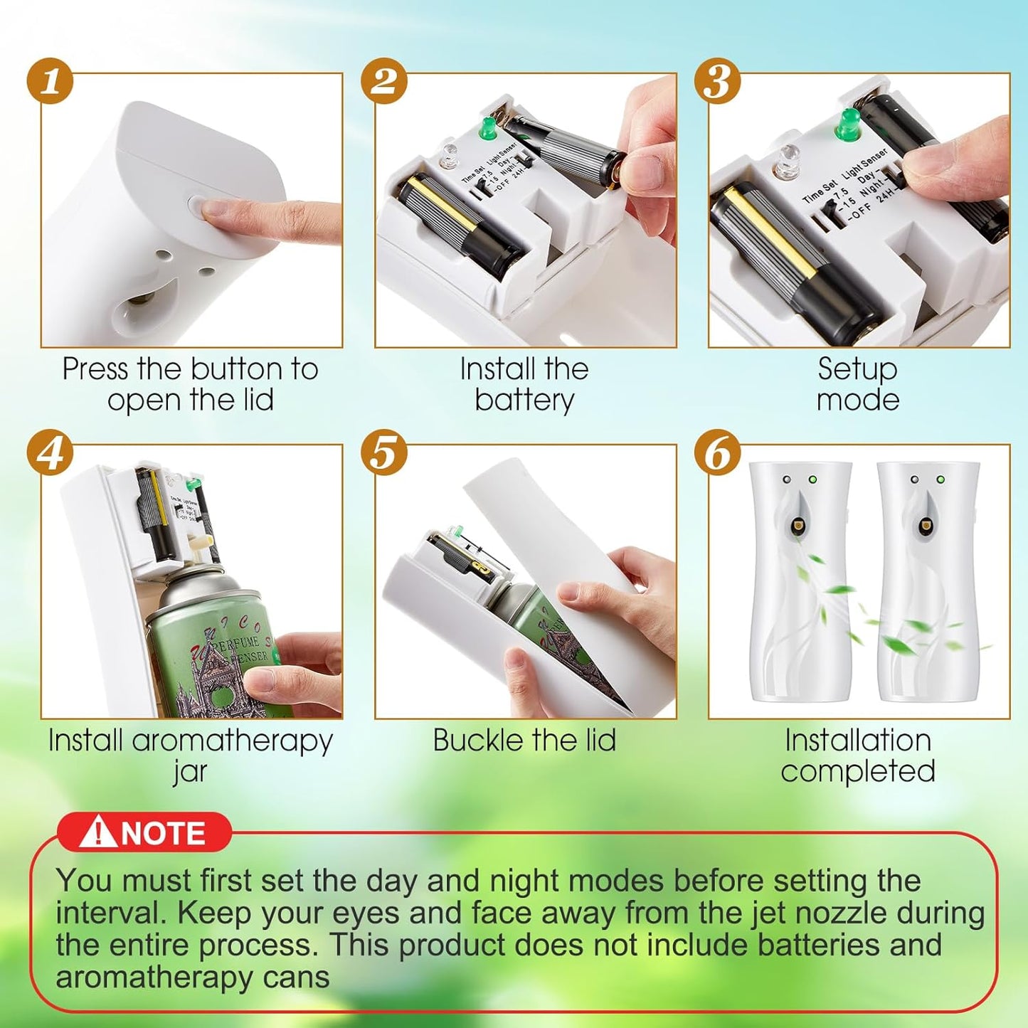 Threlaco 2 Pcs Automatic Air Spray Freshener Dispenser 6.2 oz ABS Plastic Fragrance Standing or Wall Mounted Battery Powered Spray Dispenser for Home Shopping Malls Hotels Offices Bedrooms(White)