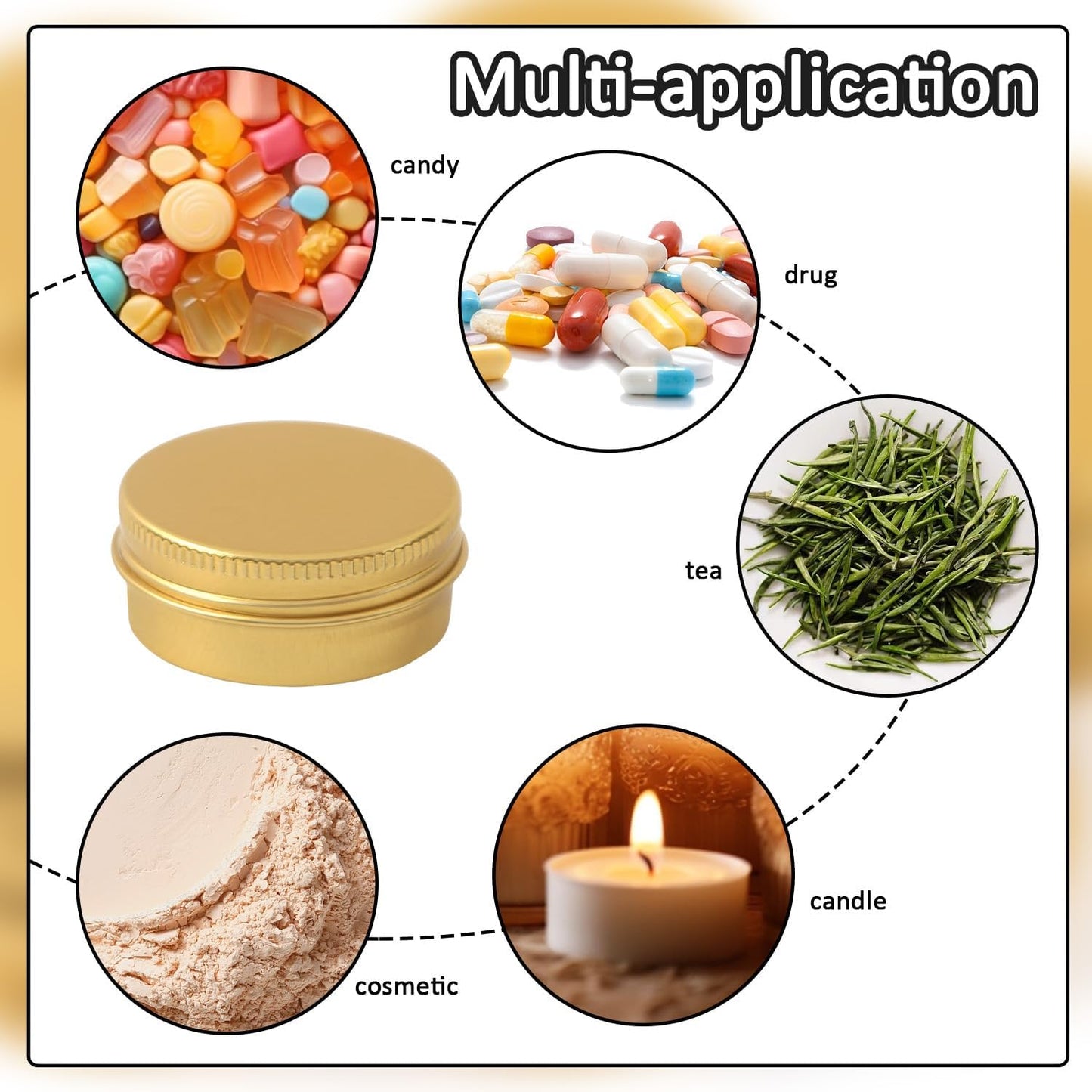 30 Pcs 0.5 oz Aluminum Tin Cans Metal Round Tins Salve Tins Empty Lip Balm Containers with Lids Gold