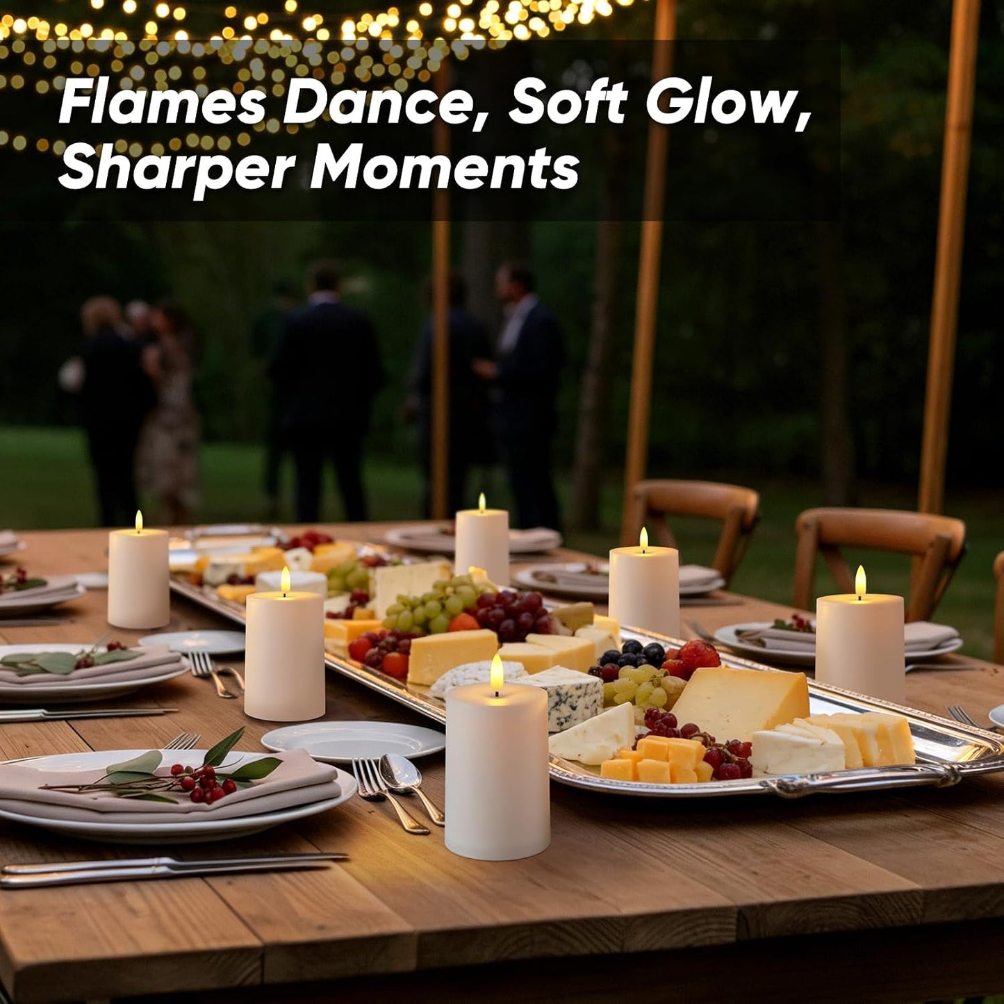 Raycare 3"x4.5" White Outdoor Waterproof Flameless Candles with Remote and Timer, Realistic LED Candles, Battery Operated Electric Fake Pillar Candles for Porch, Patio, Garden, Set of 2