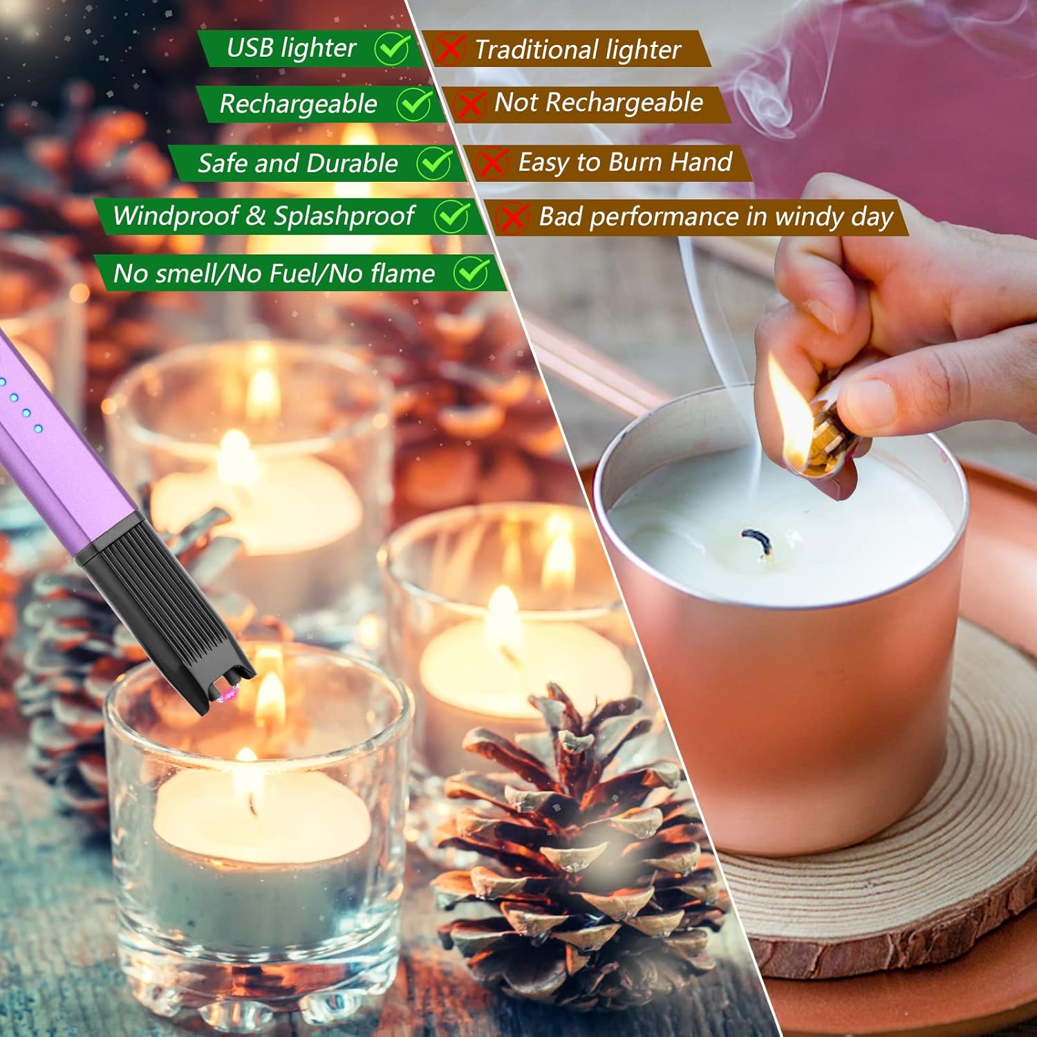 MEIRUBY Lighter Stocking Stuffers for Adults Wife Mom, Electric Candle Lighter for Women Mom Candle Lover Christmas Birthday Present Ideas Gifts, Cool Gadgets for Women Men 2025