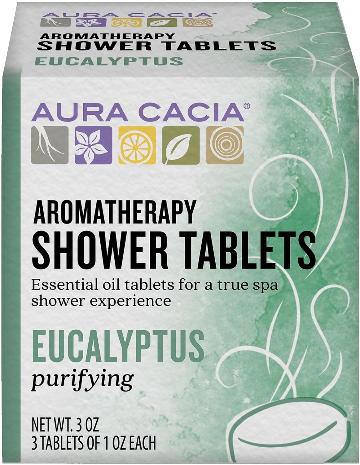 Aura Cacia - Purifying Eucalyptus Shower Tablet |Pure Essential Oils | Contains 3 Individually-Wrapped 1 oz. Tablets
