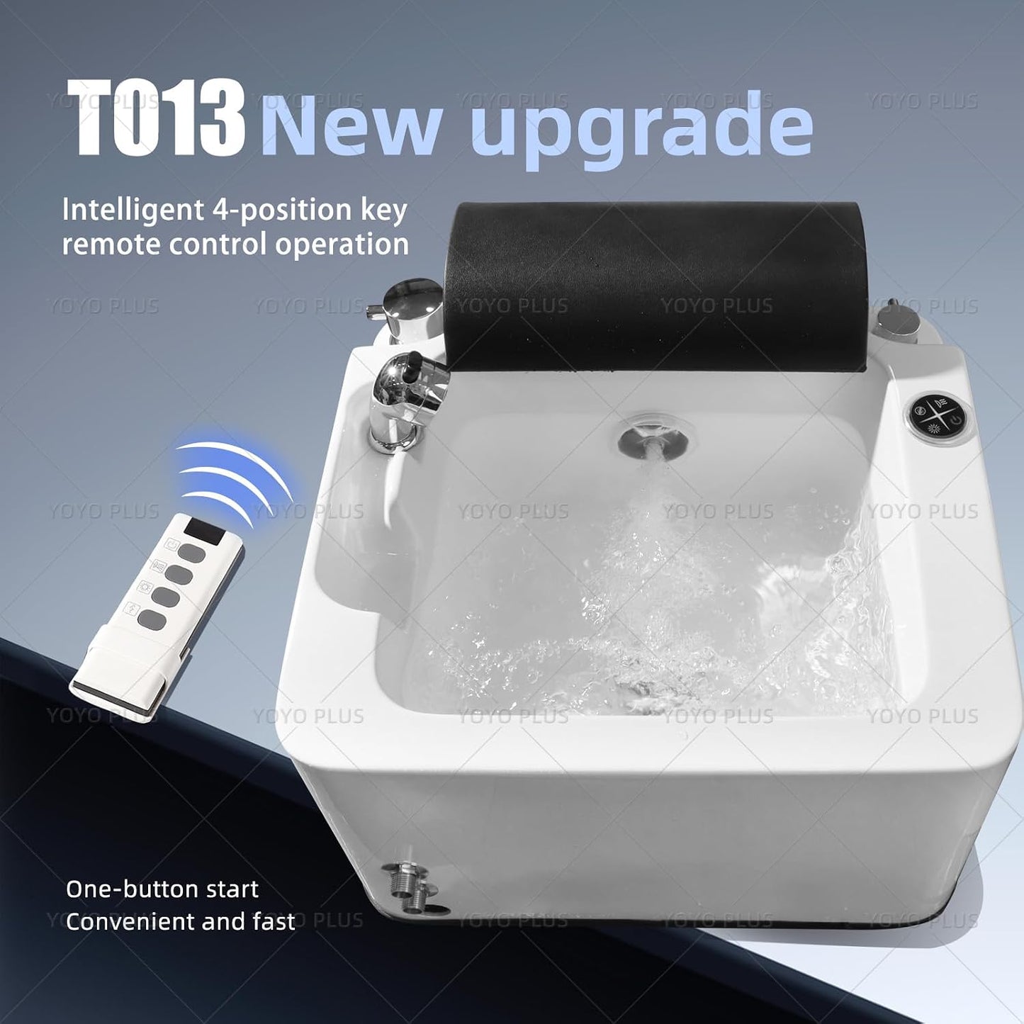 Acrylic Pedicure Foot Spa Basin, Integrated Molding Foot Soak Tub with Surfing Massage, LED Color Changing Lights, Pull Out Shower Head for Beauty Salon & Home Use