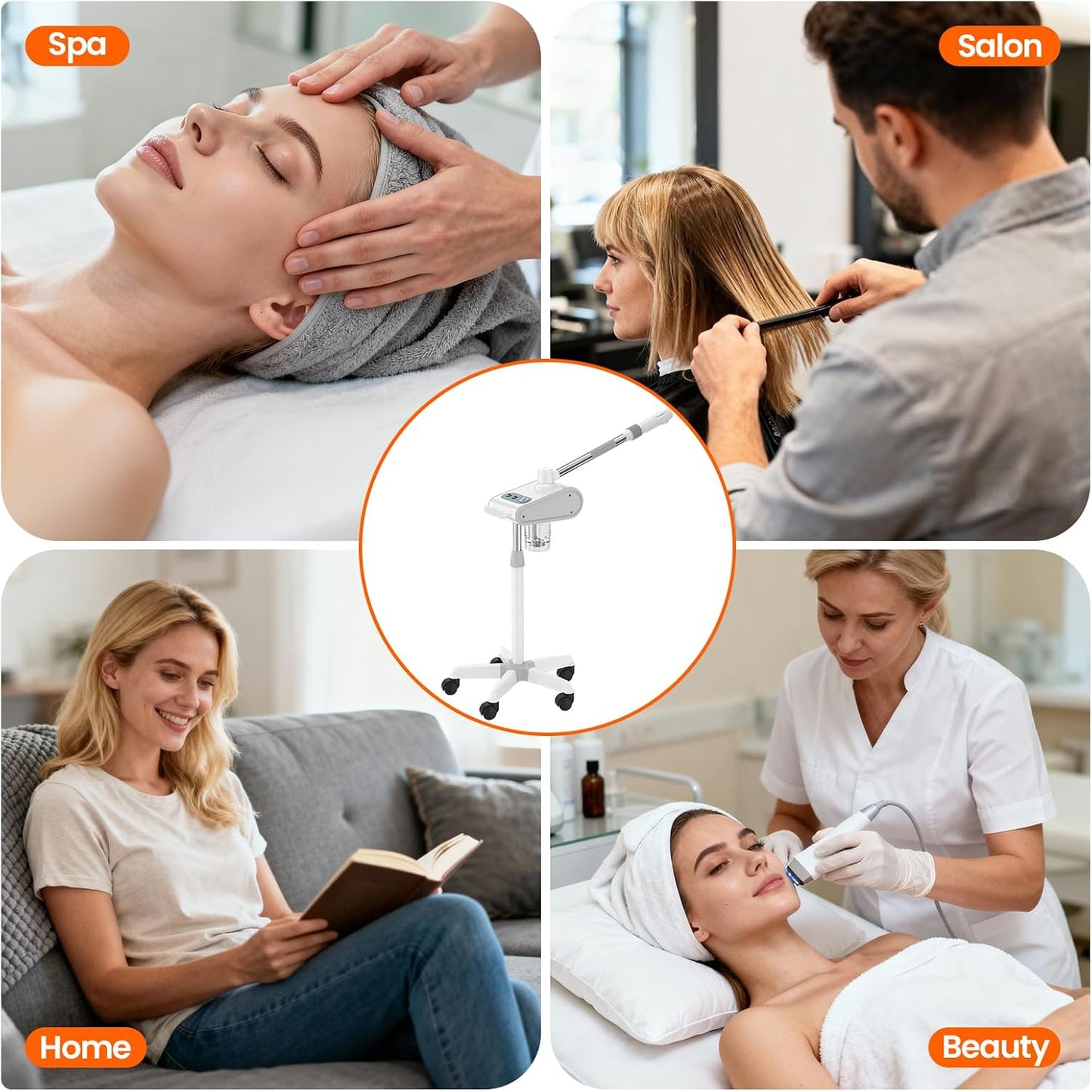 Professional Nano Ionic Facial Steamer with Ozone – 700ml Large Capacity Stand Facial Steamer for Deep Pore Cleansing, Hydration and 60 Min Timer for Salon, and Home Skin Care Use