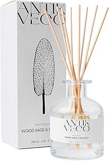 Wood Sage & Sea Salt Reed Diffuser Set – Oceanic Aromatherapy for Home – Glass Bottle 6.7fl oz + 8 Rattan Reeds – Calming Coastal Scent with Lavender & Sage – Long-Lasting (Up to 90Days)