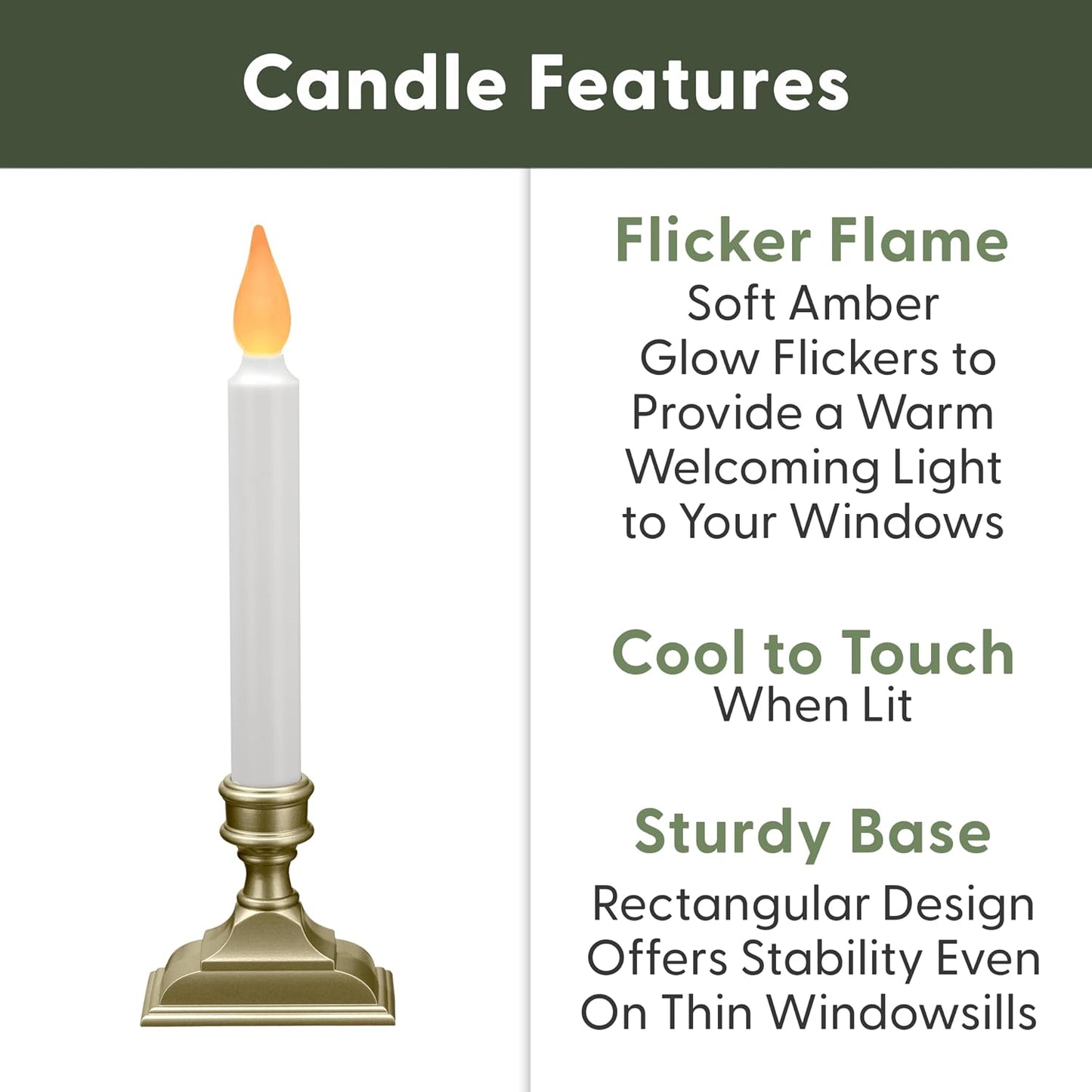 612 Vermont Battery Operated LED Window Candles with Flickering Amber Flame, Automatic Timer, 9.75 Inches Tall, VT-1206P (Pack of 4, Pewter)