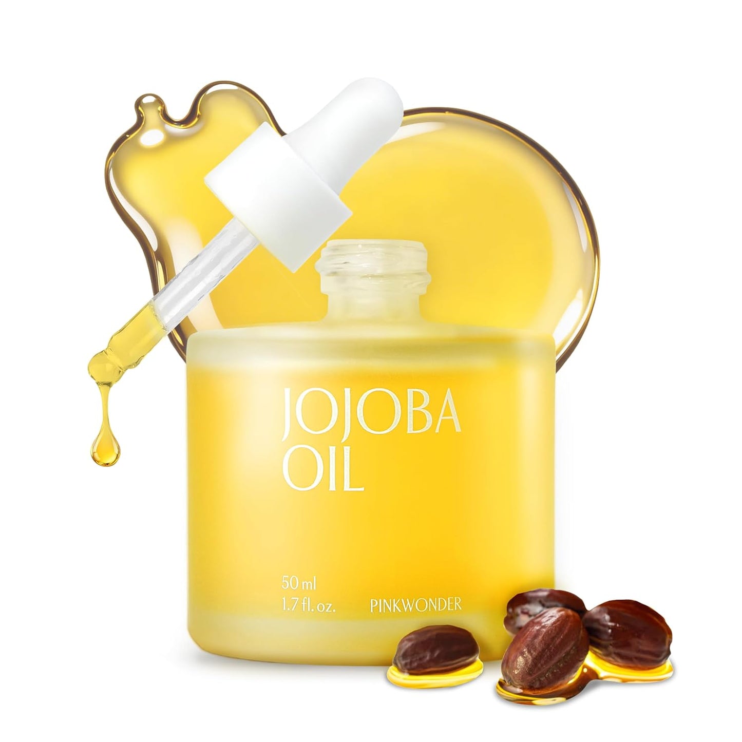 PINKWONDER USDA Organic Jojoba Oil | 100% Pure, Cold-Pressed Oil for Face & Facial Care, Gua Sha | Non-Greasy Korean Skin Care for Women 1.69oz (50ml)