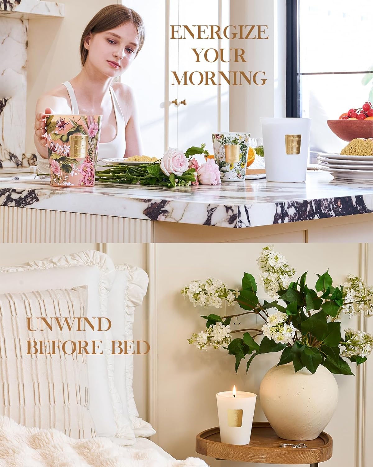 M&SENSE Peaceful Patchouli Scented Candle, 35oz 3 Wick 150H, Natural Soy Large Aromatherapy Candles for Meditation & Stress Relief, Yoga Housewarming Gift
