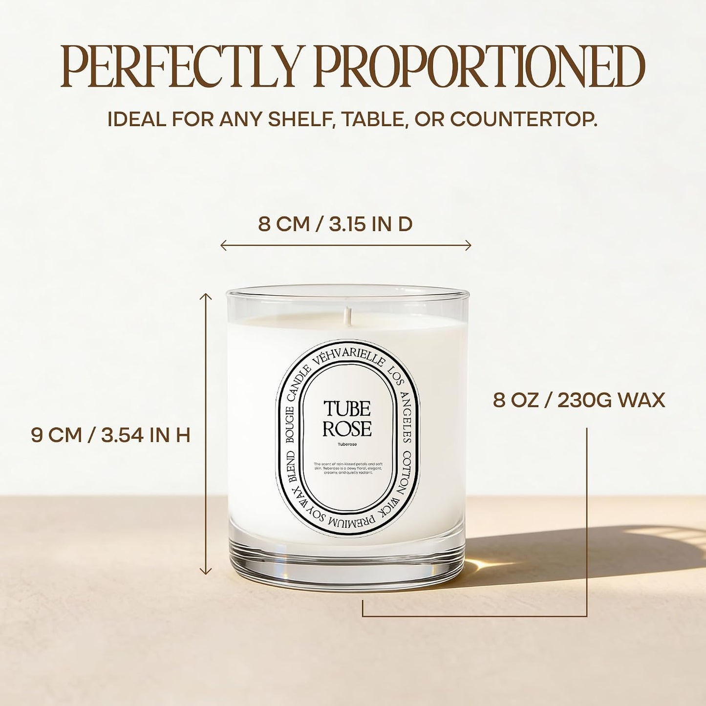 Tuberose Luxury Scented Candle for Home 8oz | Soft Floral Aroma for Daily Relaxation | Hand-Poured Soy Wax Blend | 40hr Clean Long Burn | Premium Home Fragrance for Women & Men