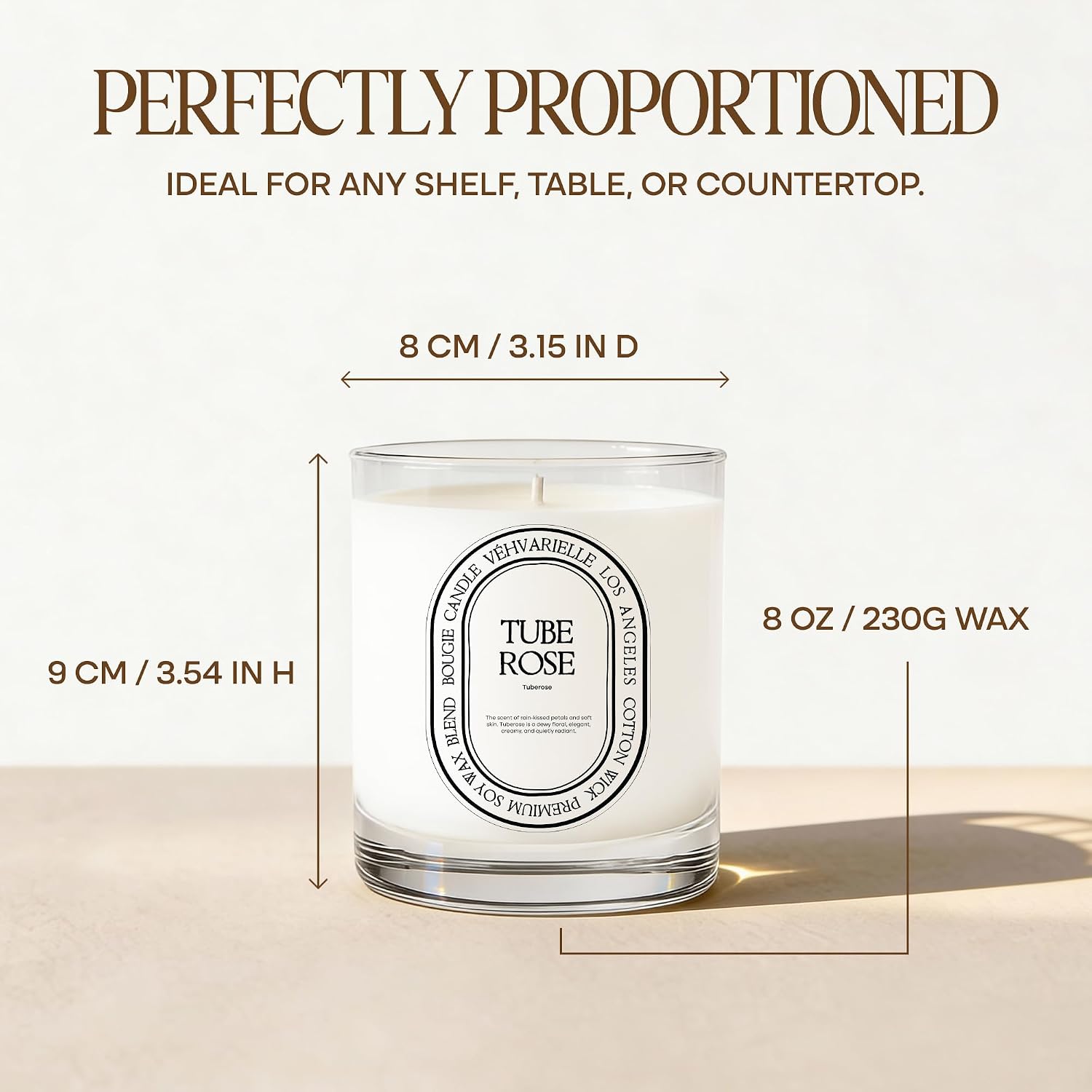 Tuberose Luxury Scented Candle for Home 8oz | Soft Floral Aroma for Daily Relaxation | Hand-Poured Soy Wax Blend | 40hr Clean Long Burn | Premium Home Fragrance for Women & Men