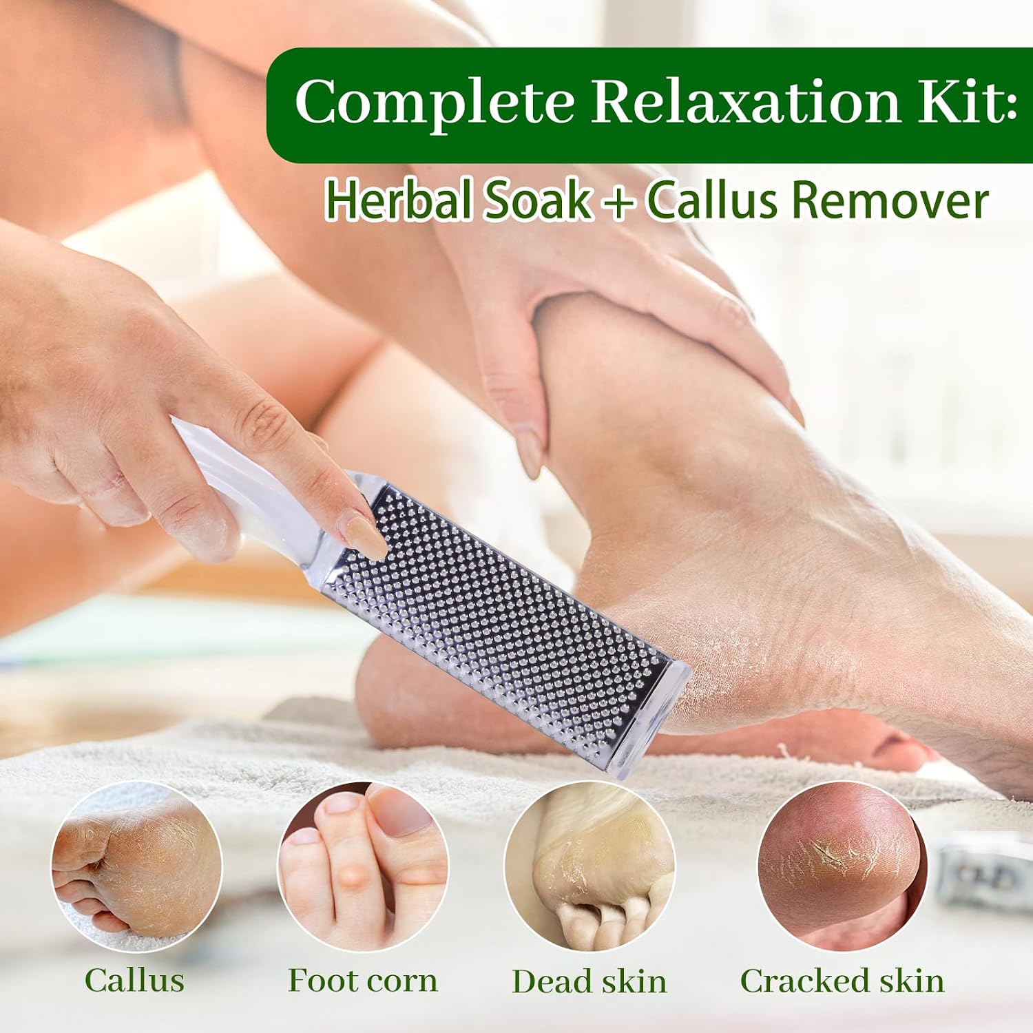 10Pack Foot Soak with Epsom Salt, Epsom Salts for Soaking,Dead Sea Salt Soothes Tired Feet, Odor Scent, Spa Pedicure Care Foot Soaking, with feet scrubber