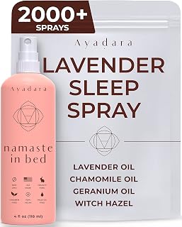 Ayadara Namaste Bed & Linen Mist - Lavender Pillow Spray for Calm Sleep, 2000+ Uses
