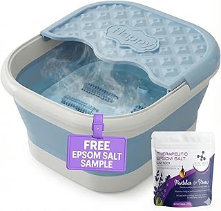 Vital Vibes Collapsible Foot Spa Bath Massager – Large Foot Soaking Tub with Heat Cover & Rollers – Professional Pedicure Kit for Callus Removal, Pain Relief & Soaking – Includes Epsom Salt