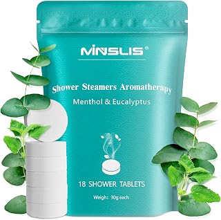 Shower Steamers Aromatherapy, 18-Pack Shower Bombs, Long-Lasting Shower Tablets Essential Oil Stress Relief and Relaxation Bath Gifts for Women and Men (Eucalyptus & Menthol)