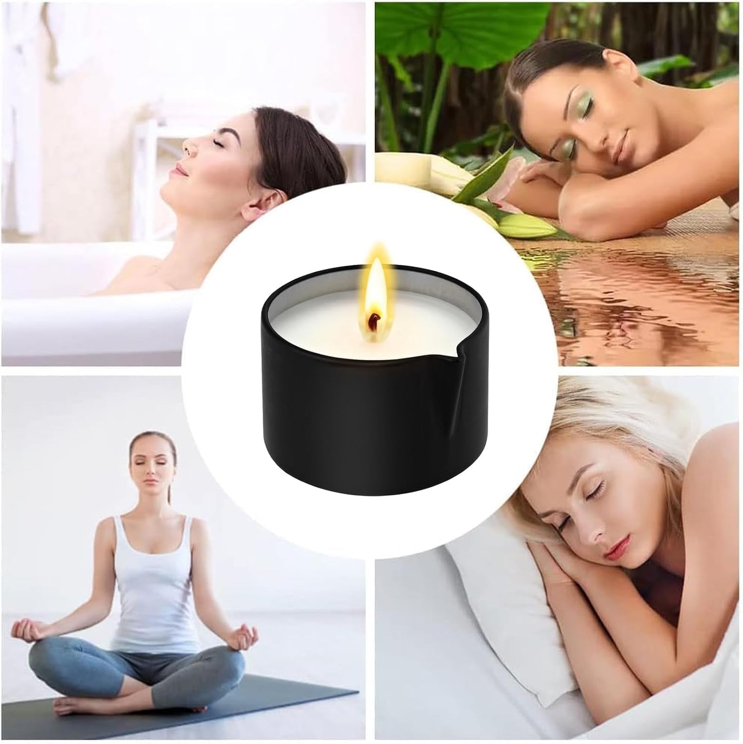 6 Pack Massage Oil Candles Set, Low Temp Soy Based Massage Candles for Massage Therapy, Relaxation & Skin Moisturizing, Assorted Scents for Home Spa Self Care