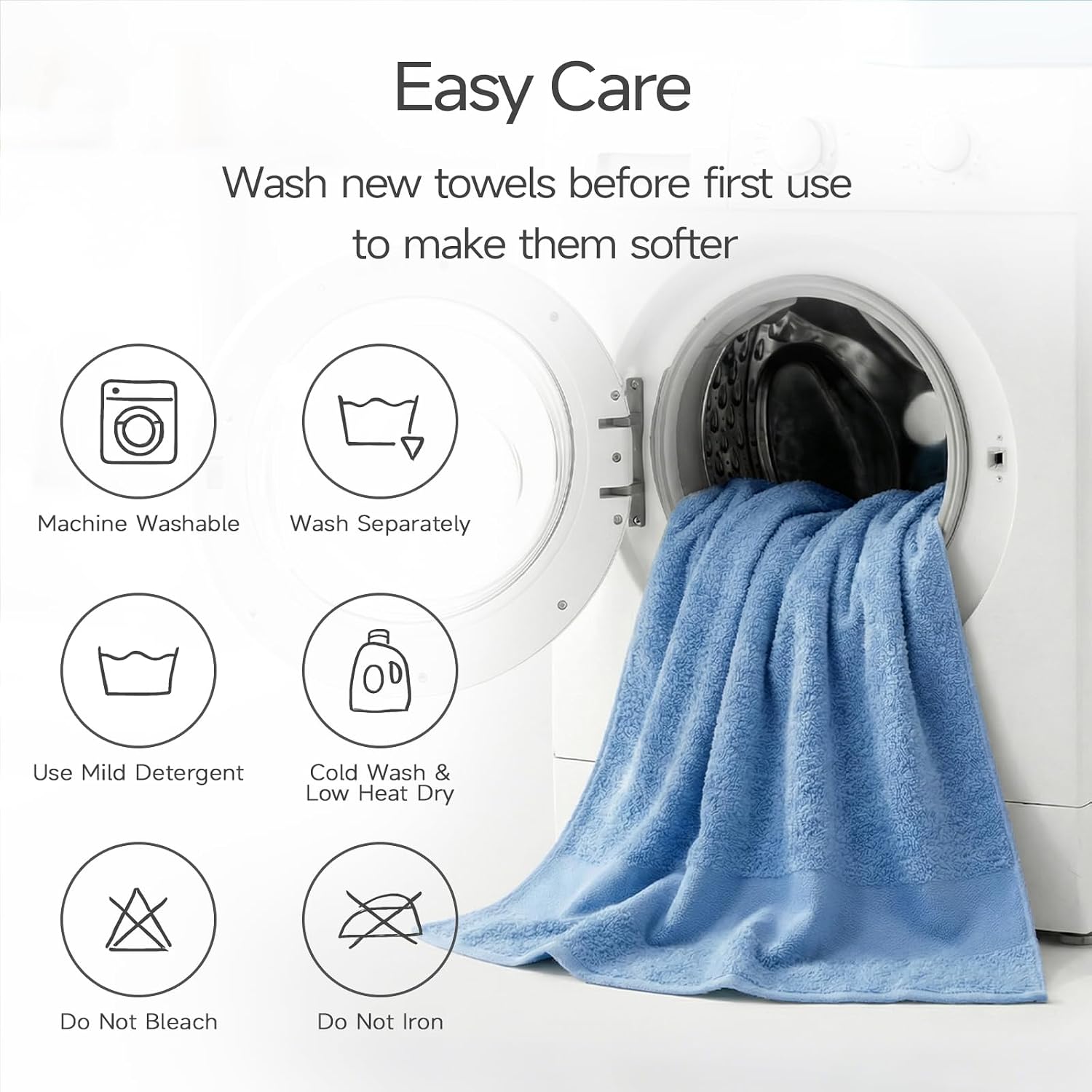 REDKISS 2 Pack Luxury 30x58 Inch Large Cotton Bath Towels Set,Ocean Blue | 100% cotton luxury fabric, ultra soft, highly absorbent & quick dry ocean blue towels for bathroom, gym, hotel and spa