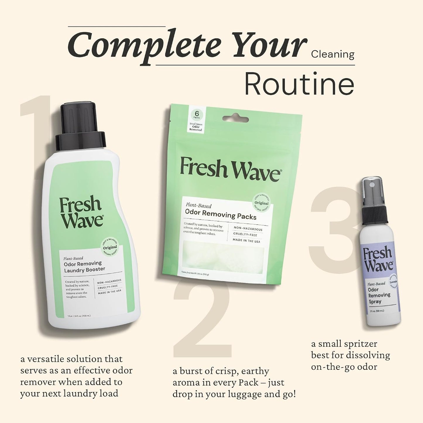 Fresh Wave Lavender Scent Odor Eliminator Spray & Air Freshener, 2 fl. oz. Travel Size (Pack of 2)