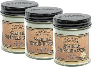 Our Own Candle Company, Vanilla Waffle Cone Scented Mason Jar Candles, 40 Hour Burn Time, 7 Ounces (3 Pack)
