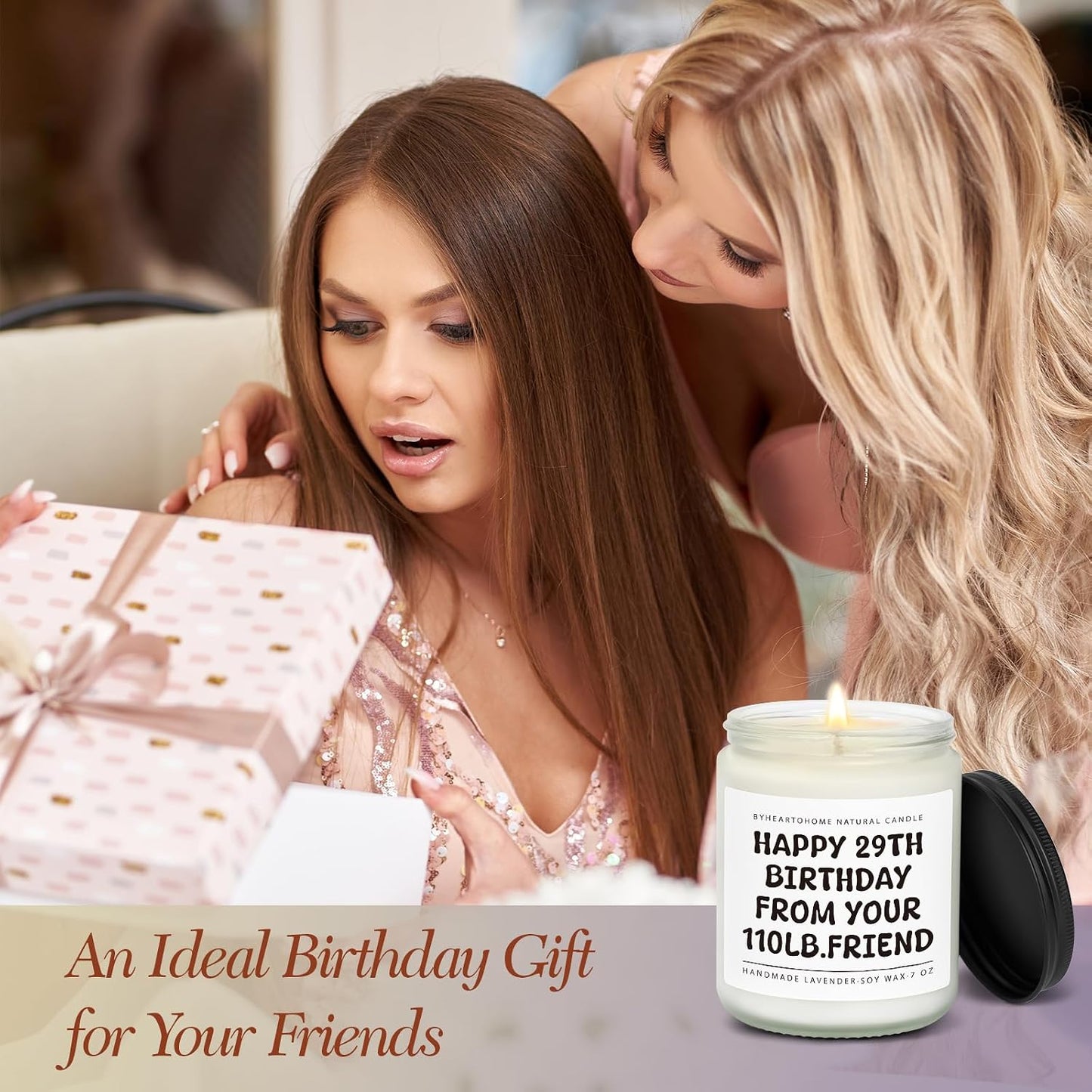 Best Friend Birthday Gifts for Woman Friendship,Funny Gifts for Women, Unique Happy Birthday Present for Women Bestie BFF Coworker Classmate - 7oz Natural Soy Wax Candle (from Your 110 Lb. Friend)