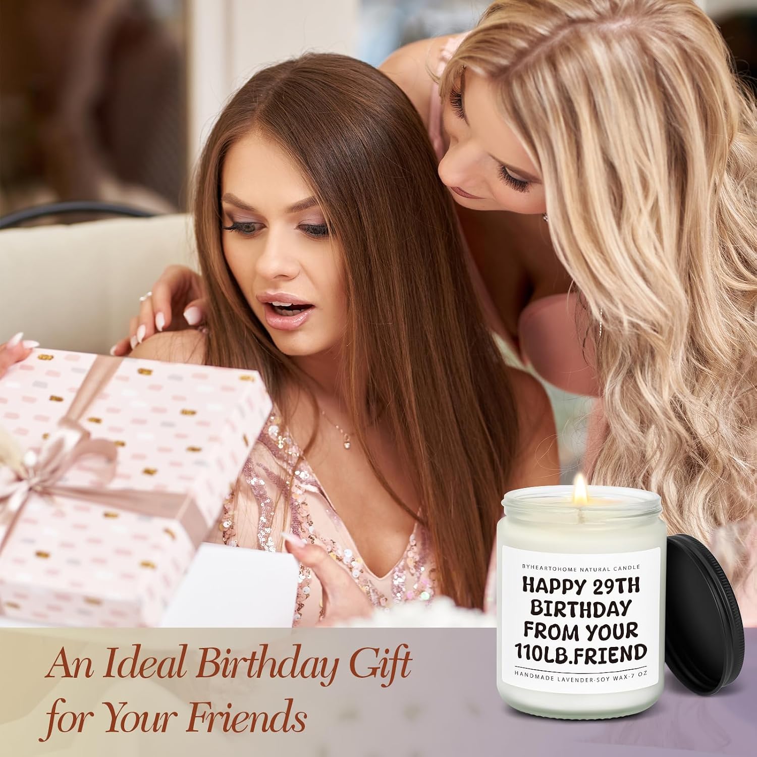 Best Friend Birthday Gifts for Woman Friendship,Funny Gifts for Women, Unique Happy Birthday Present for Women Bestie BFF Coworker Classmate - 7oz Natural Soy Wax Candle (from Your 110 Lb. Friend)