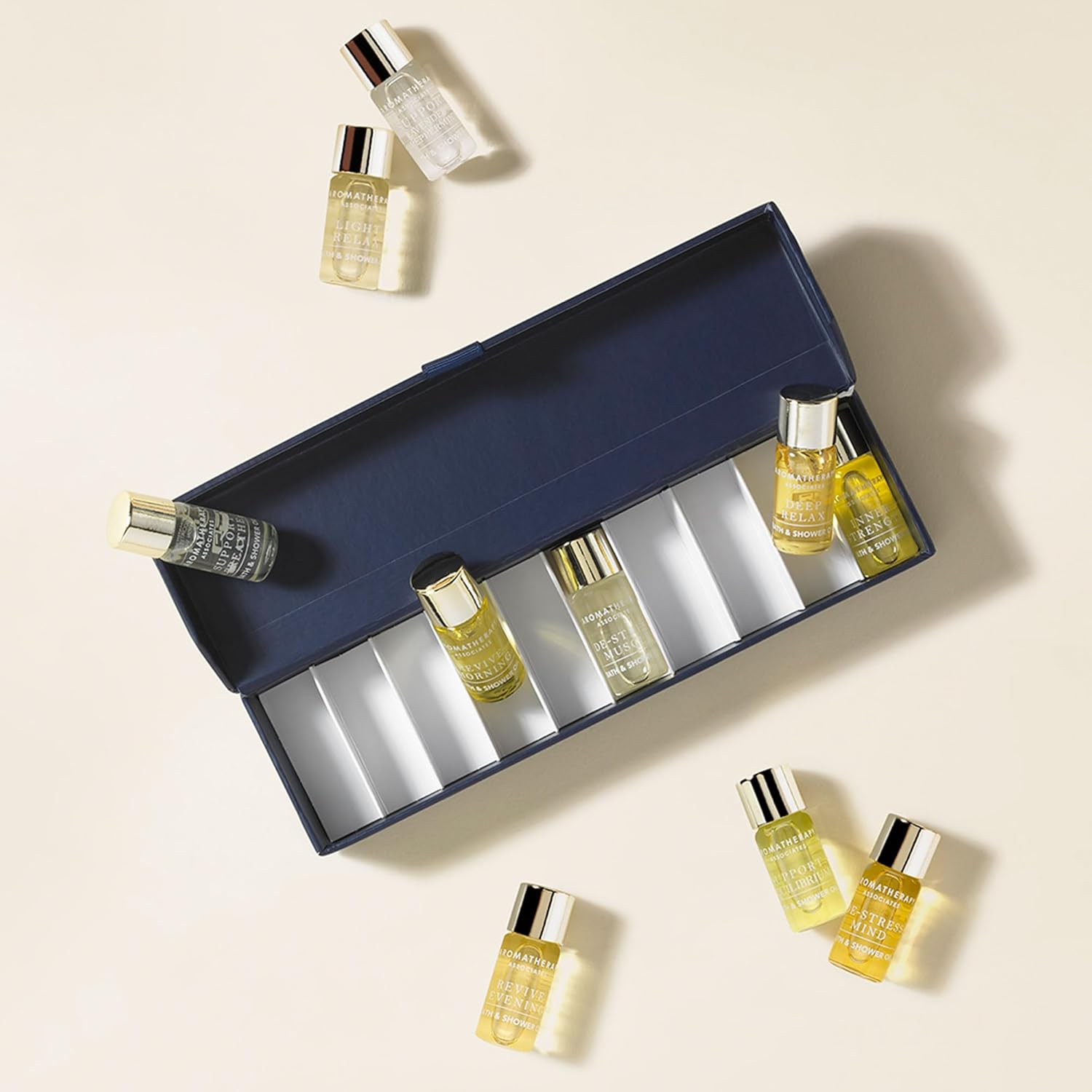 Aromatherapy Associates Essential Oil Blends – Luxury Shower and Body Oils for Dry Skin, Daily Aromatherapy Care for Men & Women, 10-Pack (0.10 fl oz Each) in Decorative Gift Box