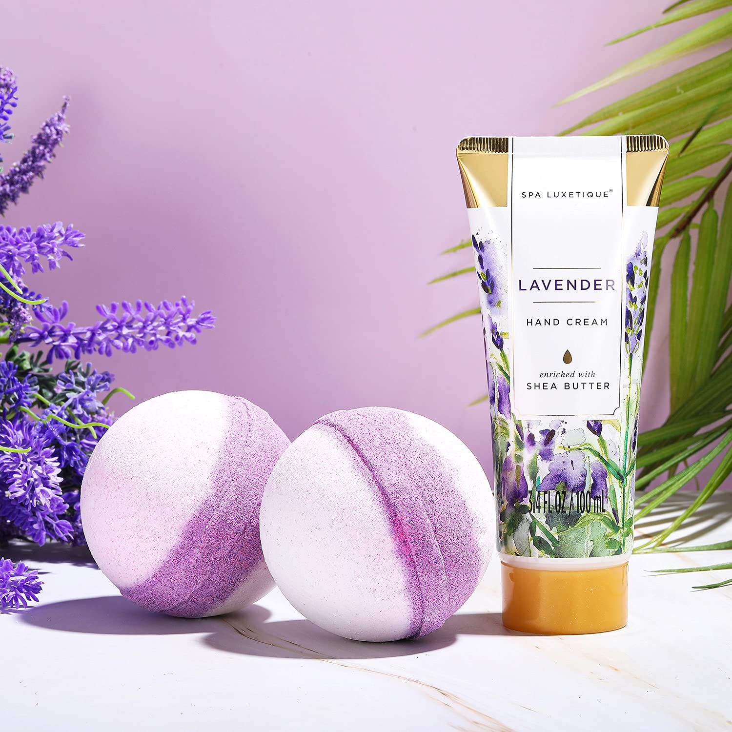 Spa Luxetique Spa Gift Baskets for Women 12 Pcs Lavender Spa Set with Body Lotions, Lavender Massage Oil, Birthday Christmas Gifts for Her