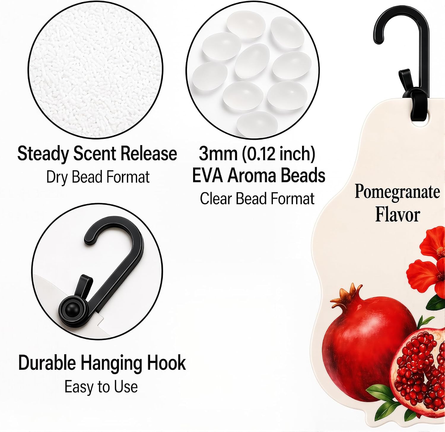 Pomegranate Scented Sachets for Drawers & Closets, 6 Pack Hanging Fragrance Sachets with EVA Beads for Wardrobe, Car, Shoe Cabinet and Bathroom (0.35 oz Each)